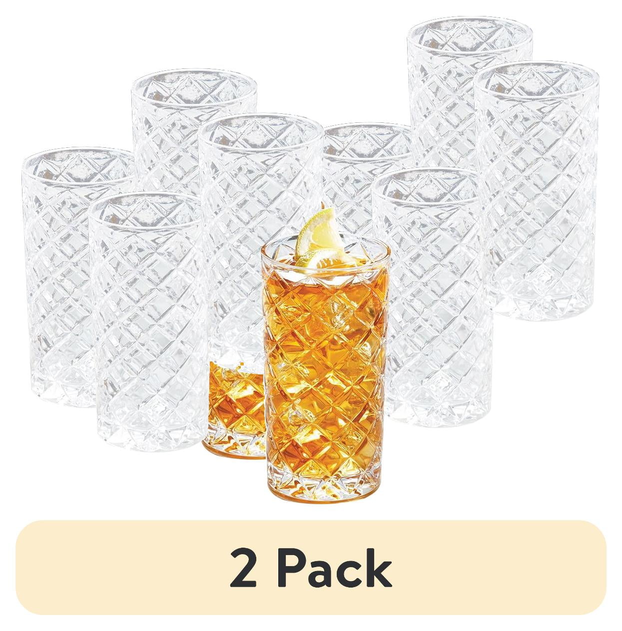 Better Homes &amp; Gardens Diamond Cut Tumbler Clear Drinking Glass, 8 Pack