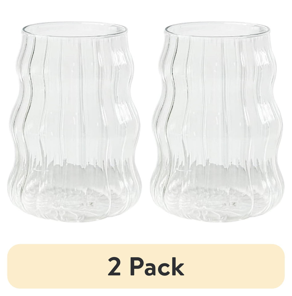 (2 pack) Better Homes &amp; Gardens Fluted Bubble Glass Clear