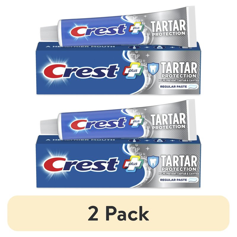 (2 pack) Crest Toothpaste, Plus Tartar Protection Toothpaste, Regular Paste, 5.7 oz