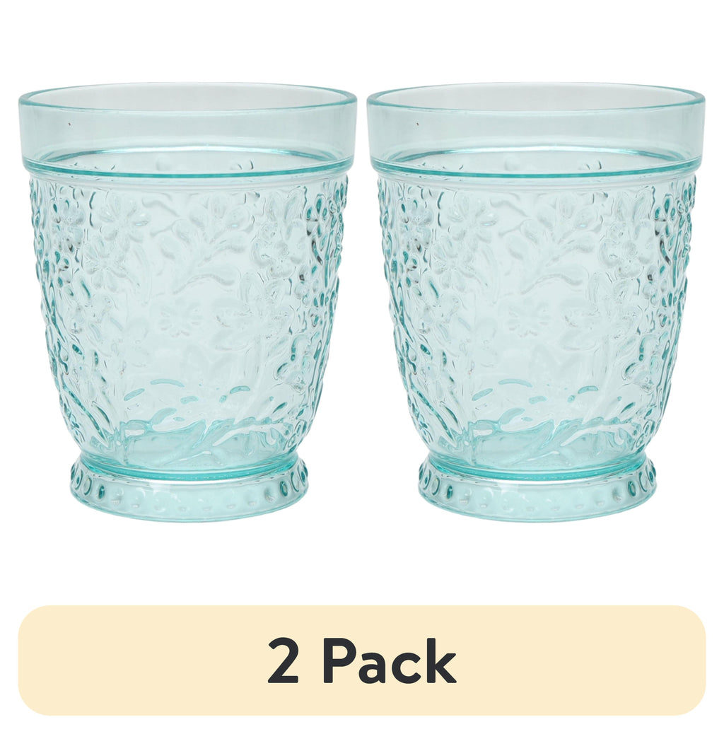 (2 pack) 16-Ounce Embossed Tritan Plastic Ditsy Tumbler, Teal