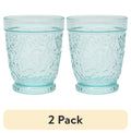 (2 pack) 16-Ounce Embossed Tritan Plastic Ditsy Tumbler, Teal
