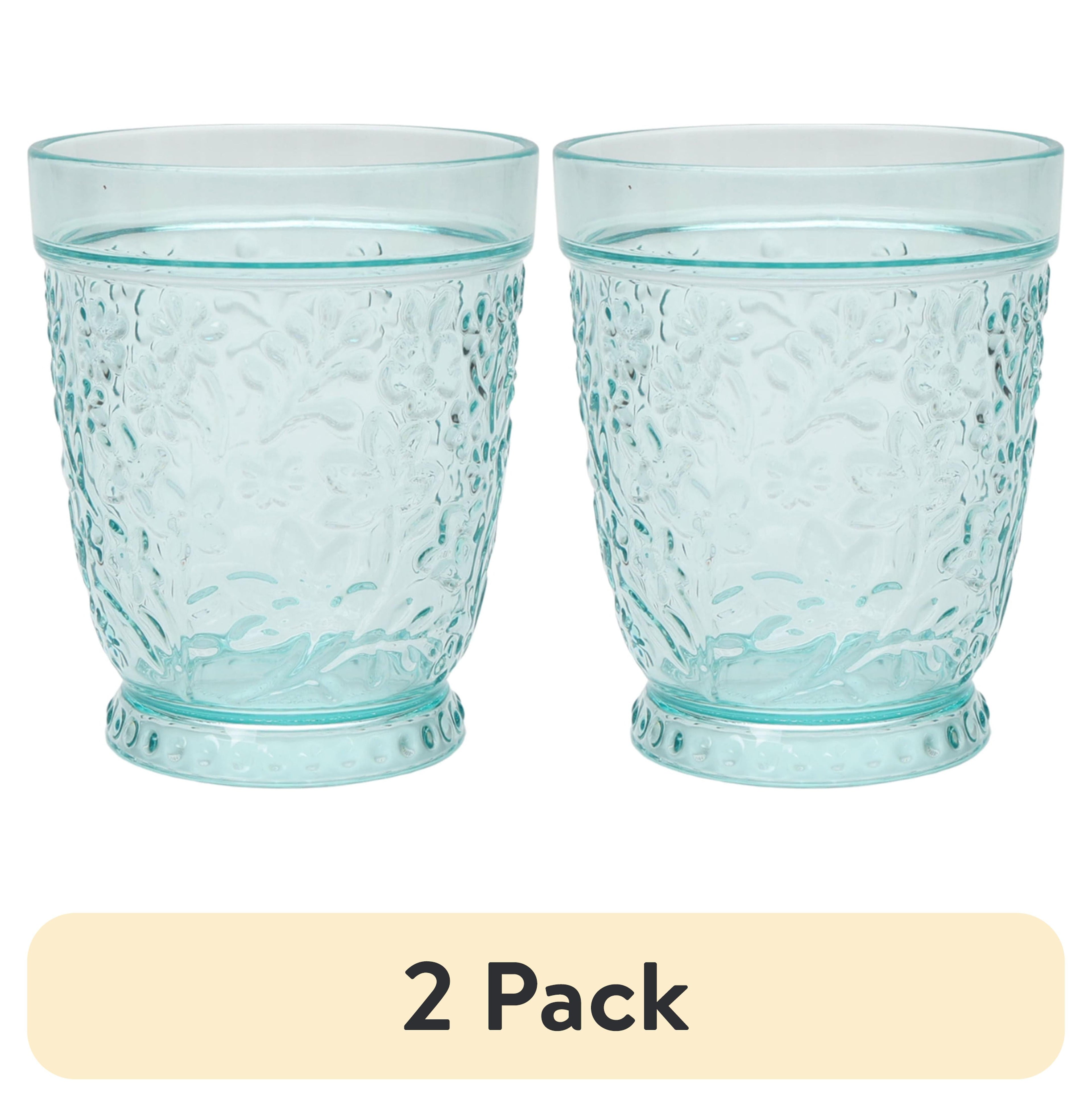 (2 pack) 16-Ounce Embossed Tritan Plastic Ditsy Tumbler, Teal