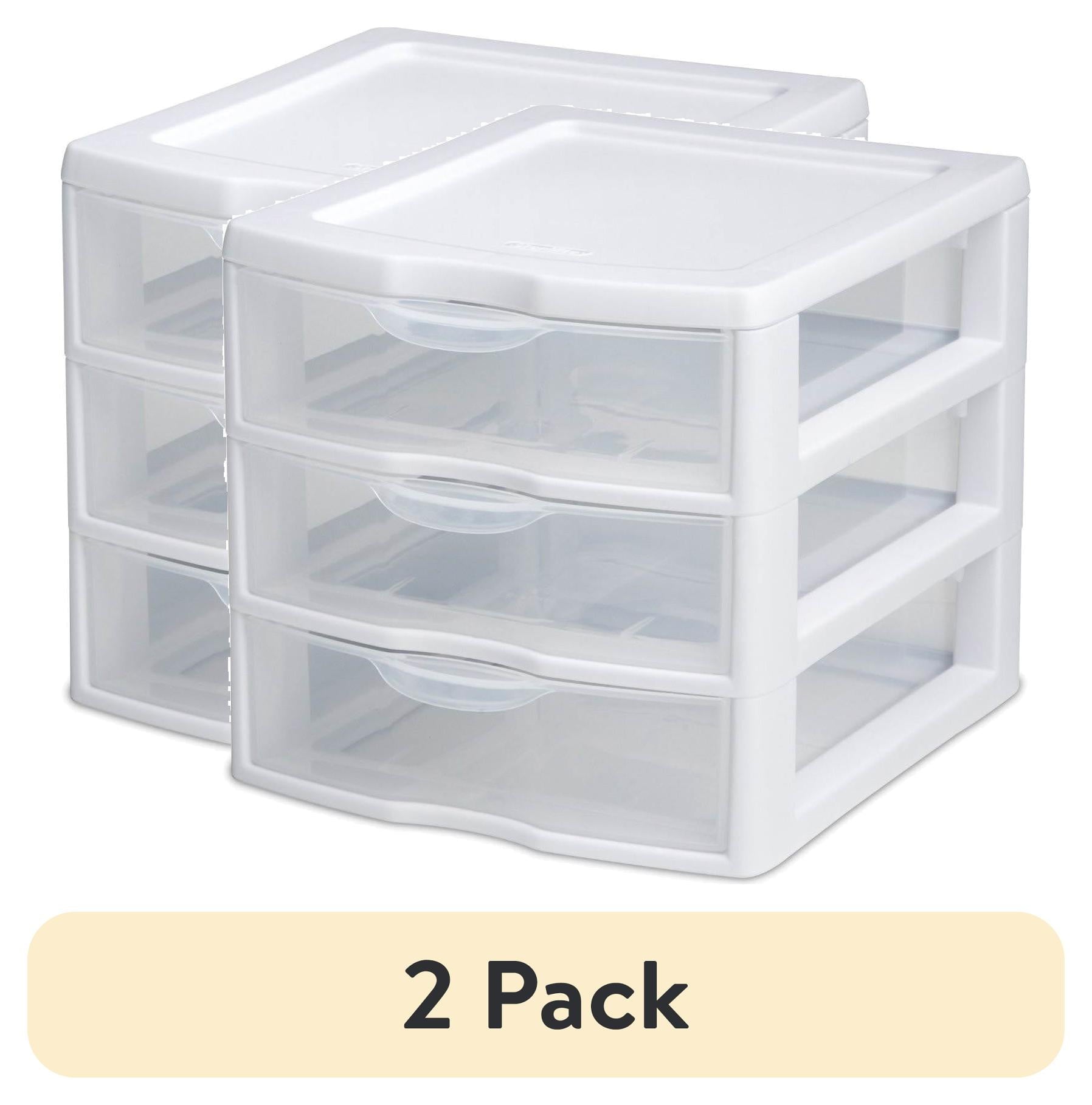 , 3 Drawer Clear Storage Bin, Desktop Drawer Storage Container, White