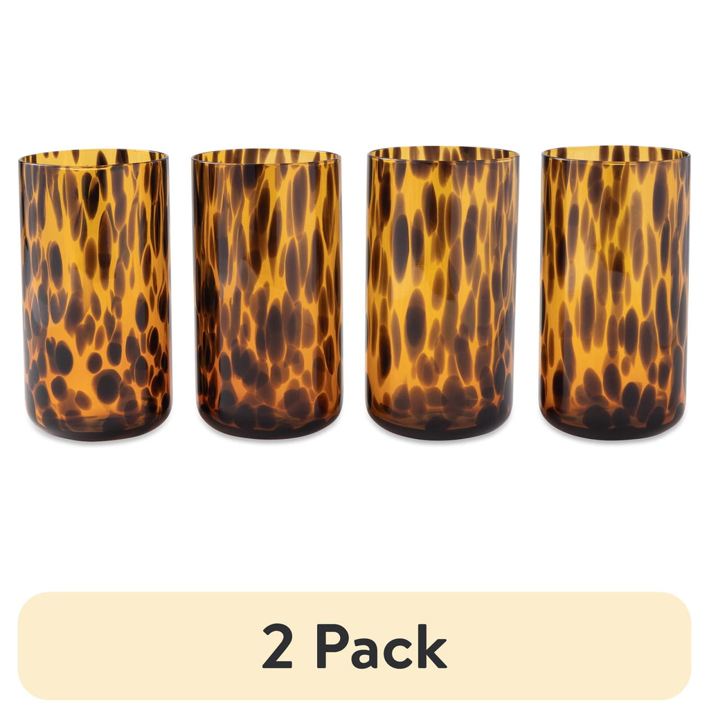 Thyme &amp; Table 20 fl oz Brown Tortoise Drinking Glasses, Set of 4