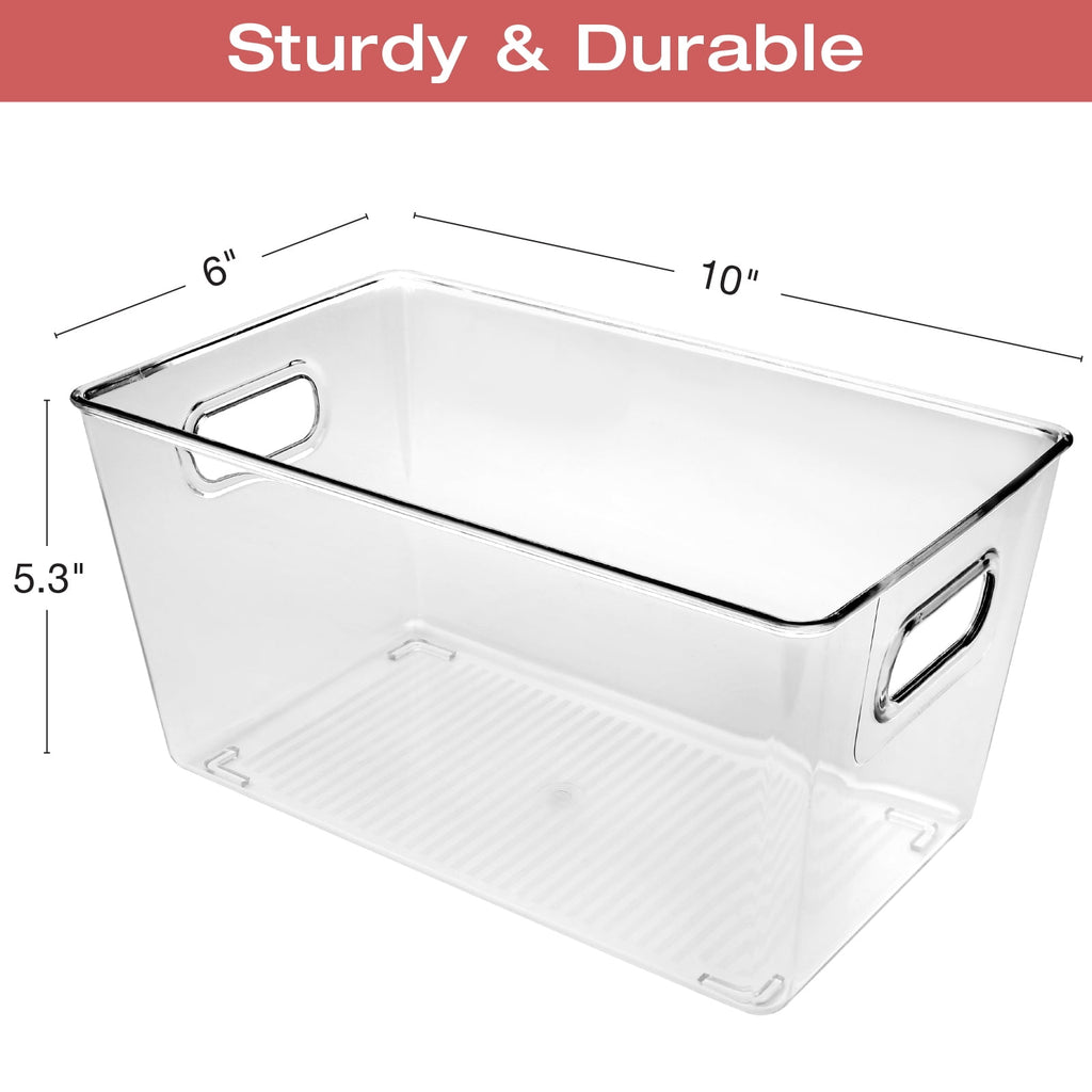 10.12" x 6.02" x 5.31" Rigid Plastic Clear Storage Bins for organizing and storing household goods, food, or Office supplies (Pack of 6) - EGP-HD-0370