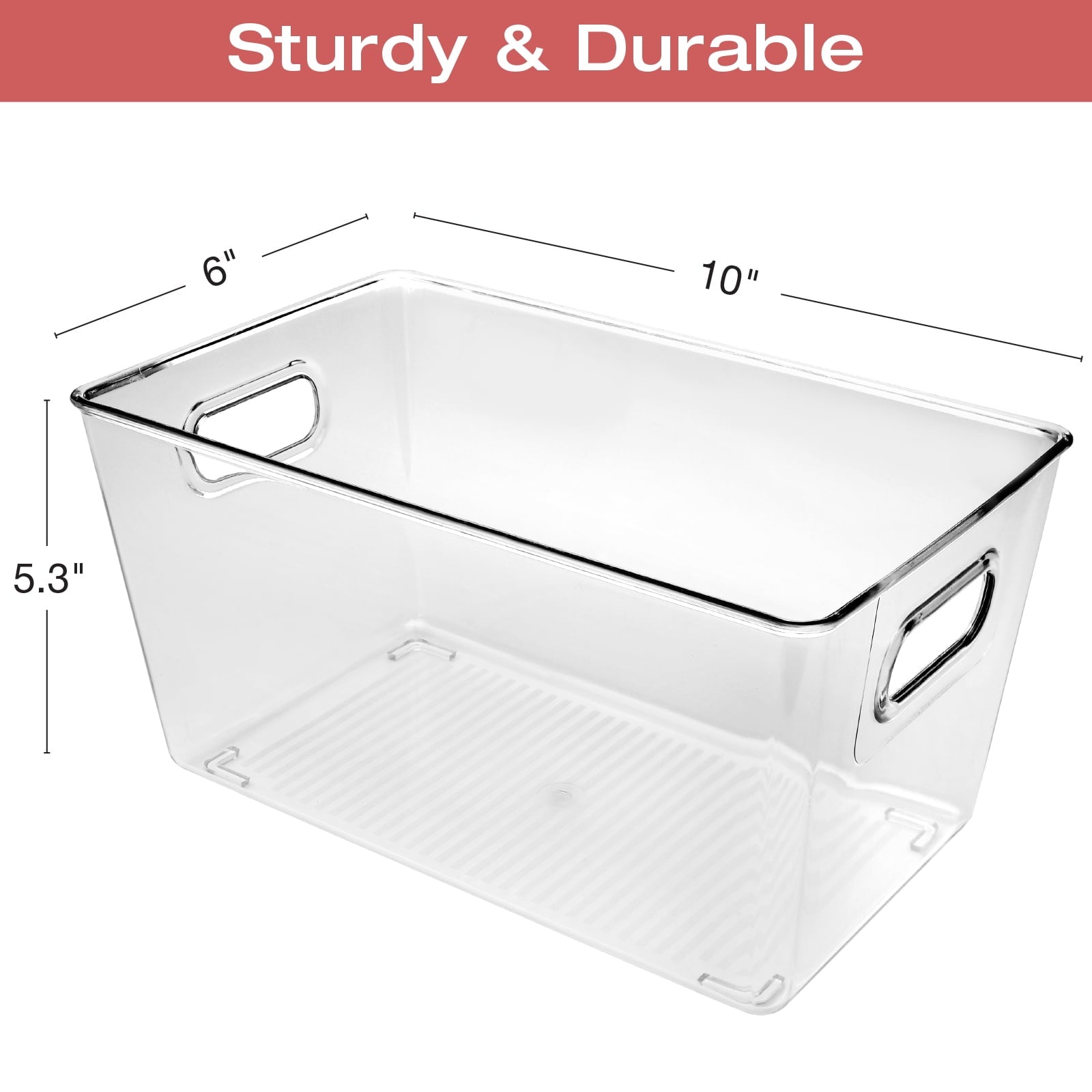 10.12" x 6.02" x 5.31" Rigid Plastic Clear Storage Bins for organizing and storing household goods, food, or Office supplies (Pack of 6) - EGP-HD-0370