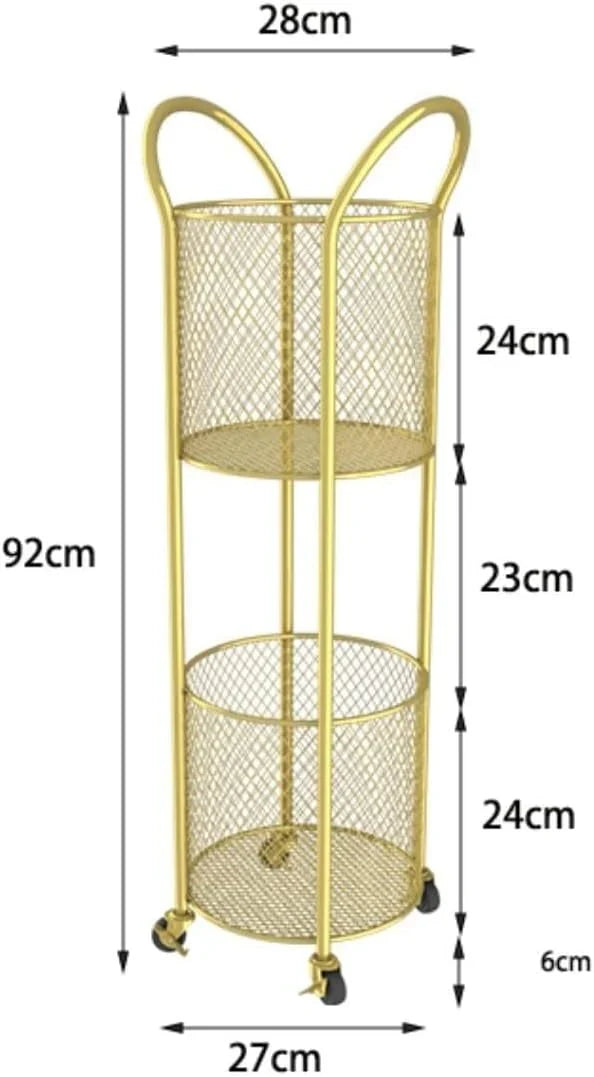2-Tier Laundry Hamper with Wheels, Iron Basket for Bedroom, Bathroom, Dorm, Large Capacity Clothes Room, Easy to Move & Store