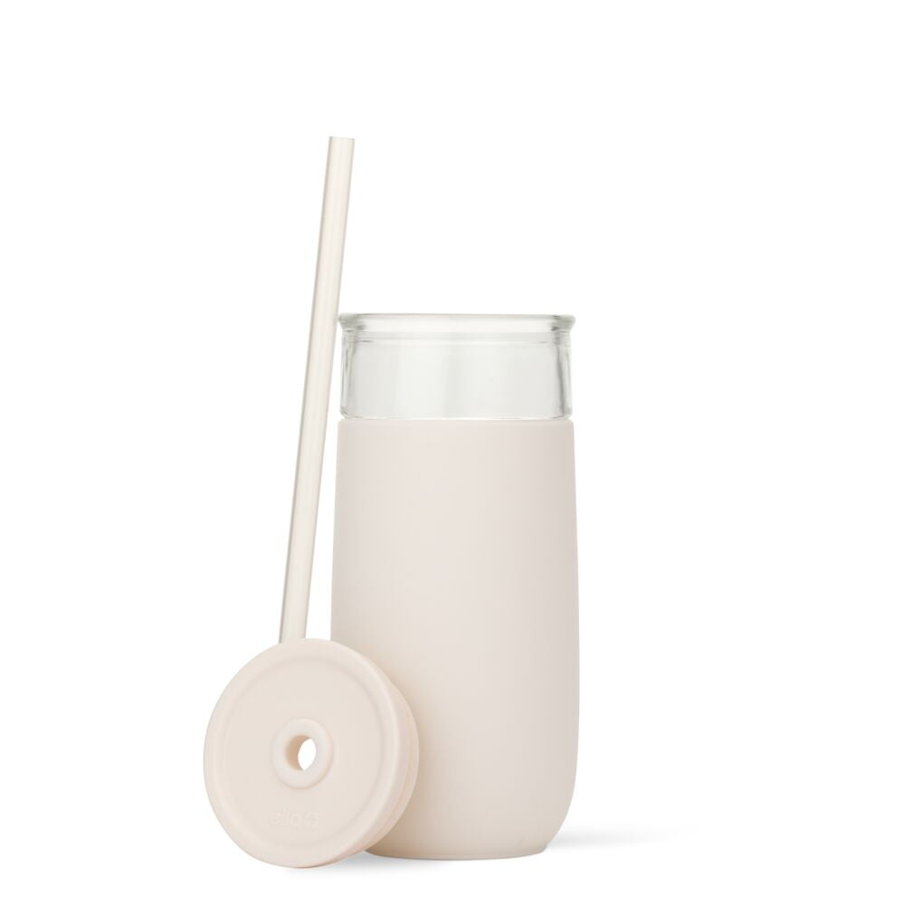 Avery 18oz Glass Tumbler with Straw, Cream