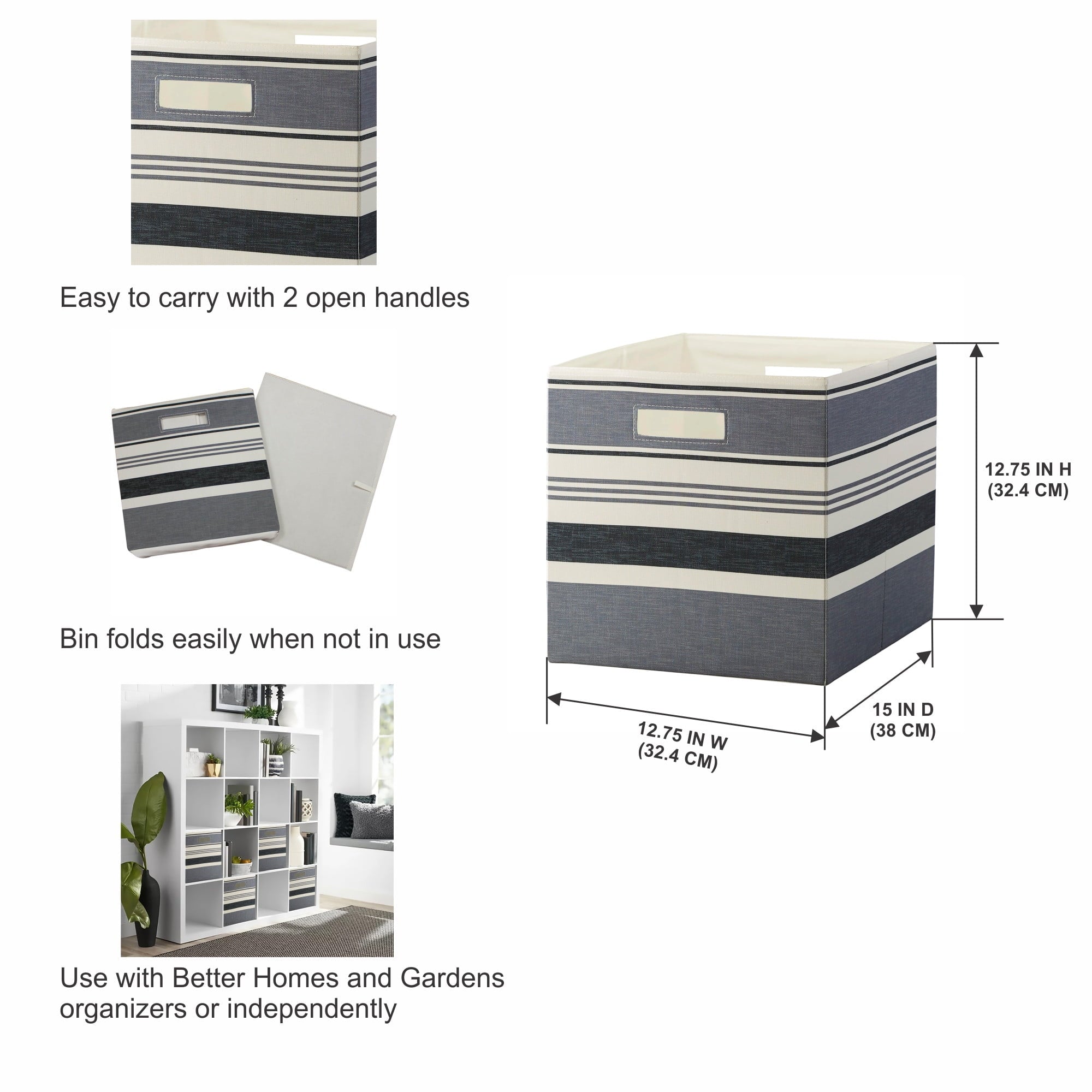 Better Homes &amp; Gardens Collapsible Fabric Cube Storage Bin, Vanilla