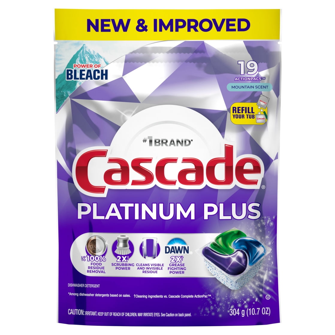 Platinum Plus Dishwasher Pods, Dishwasher Detergent, Dish Detergent Soap, Mountain, 19 Count