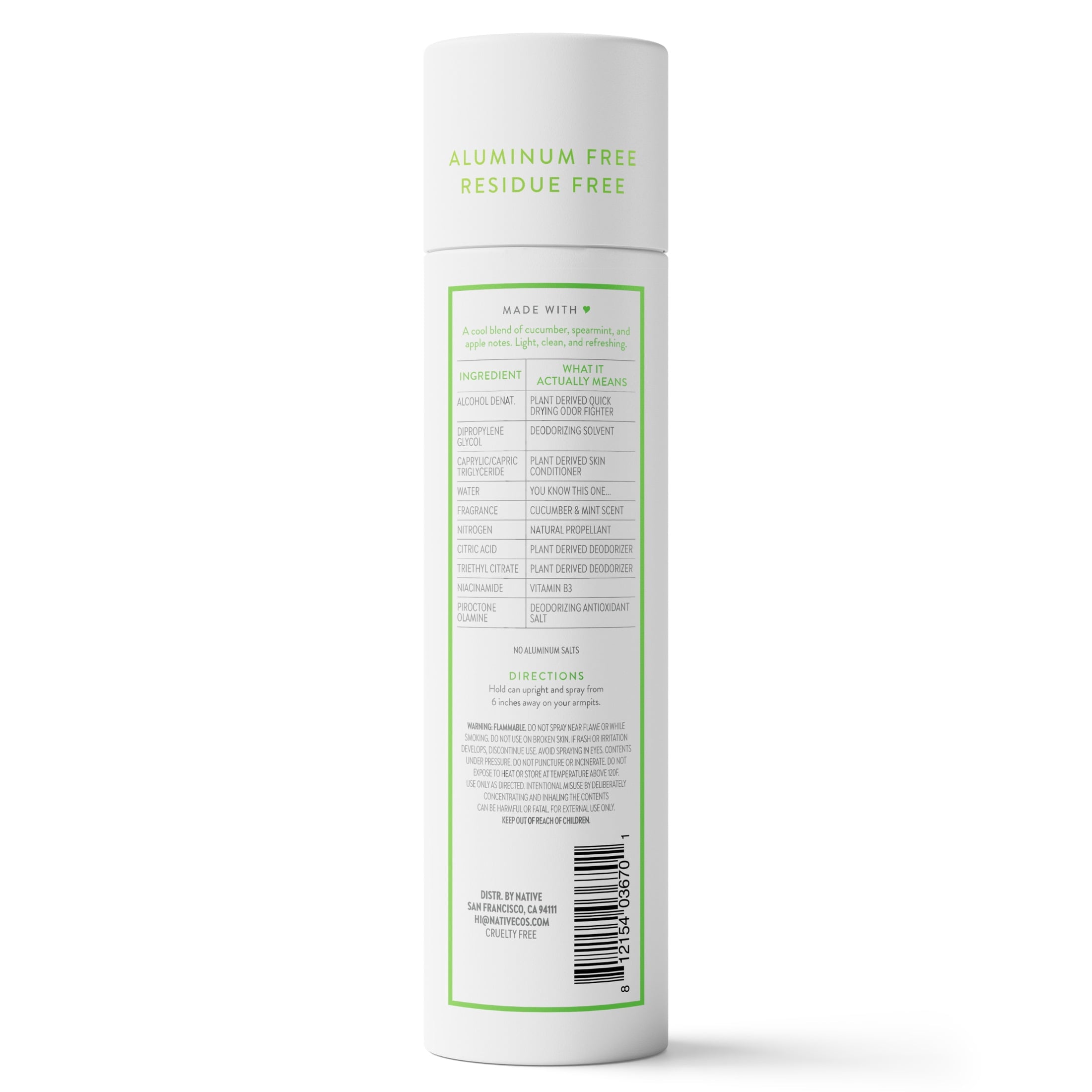 Aluminum Free Deodorant Spray For Women, 72 Hour Deodorant Spray, Cucumber &amp; Mint, 3.5oz