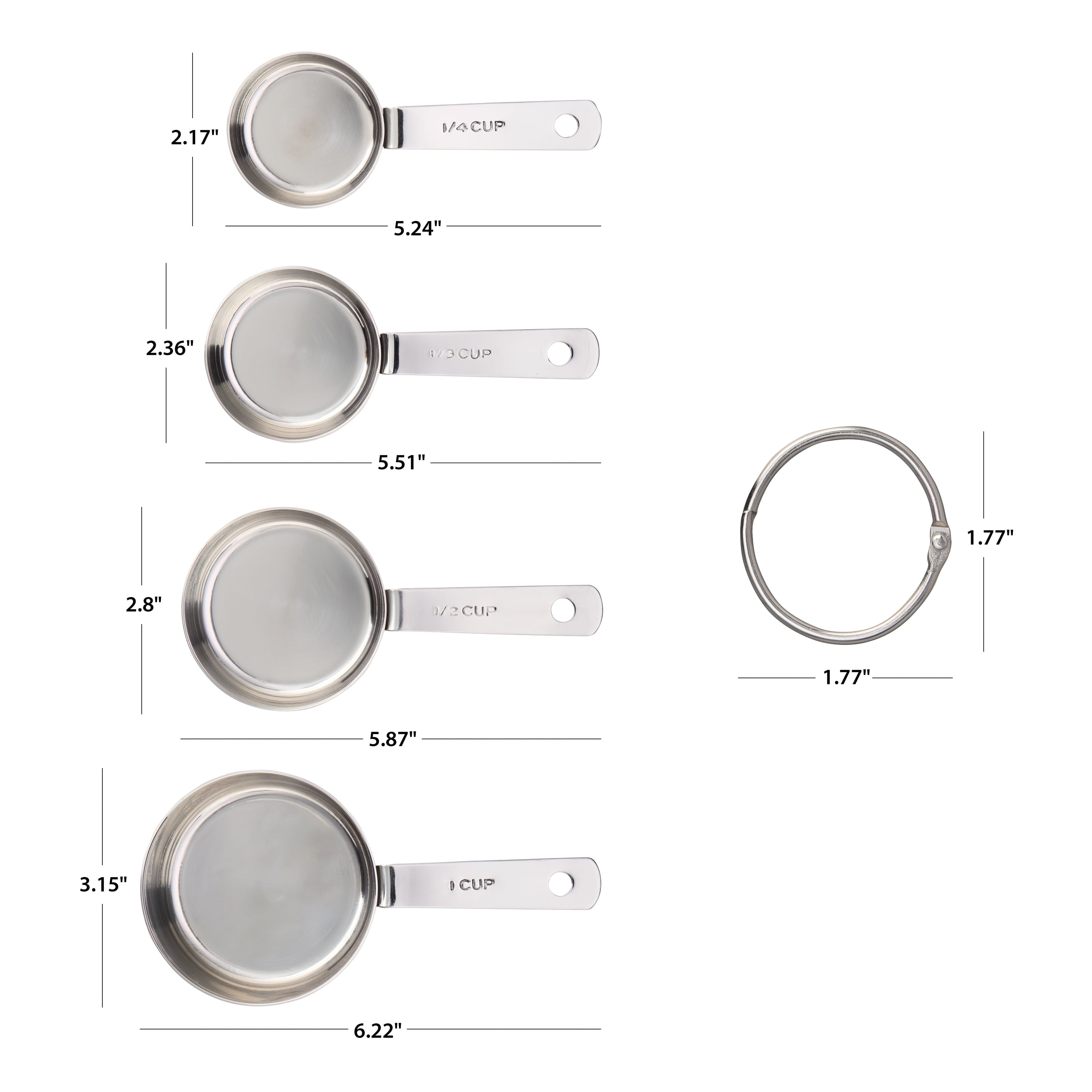 Kitchen Stainless Steel 4-Piece Nesting Measuring Cups