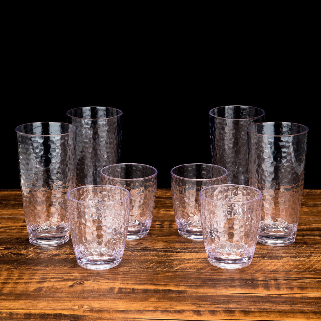 26-Ounce Large Acrylic Glasses Plastic Tumbler/Drinking Cups,Set of 6 Multi-Hammered Style,BPA Free