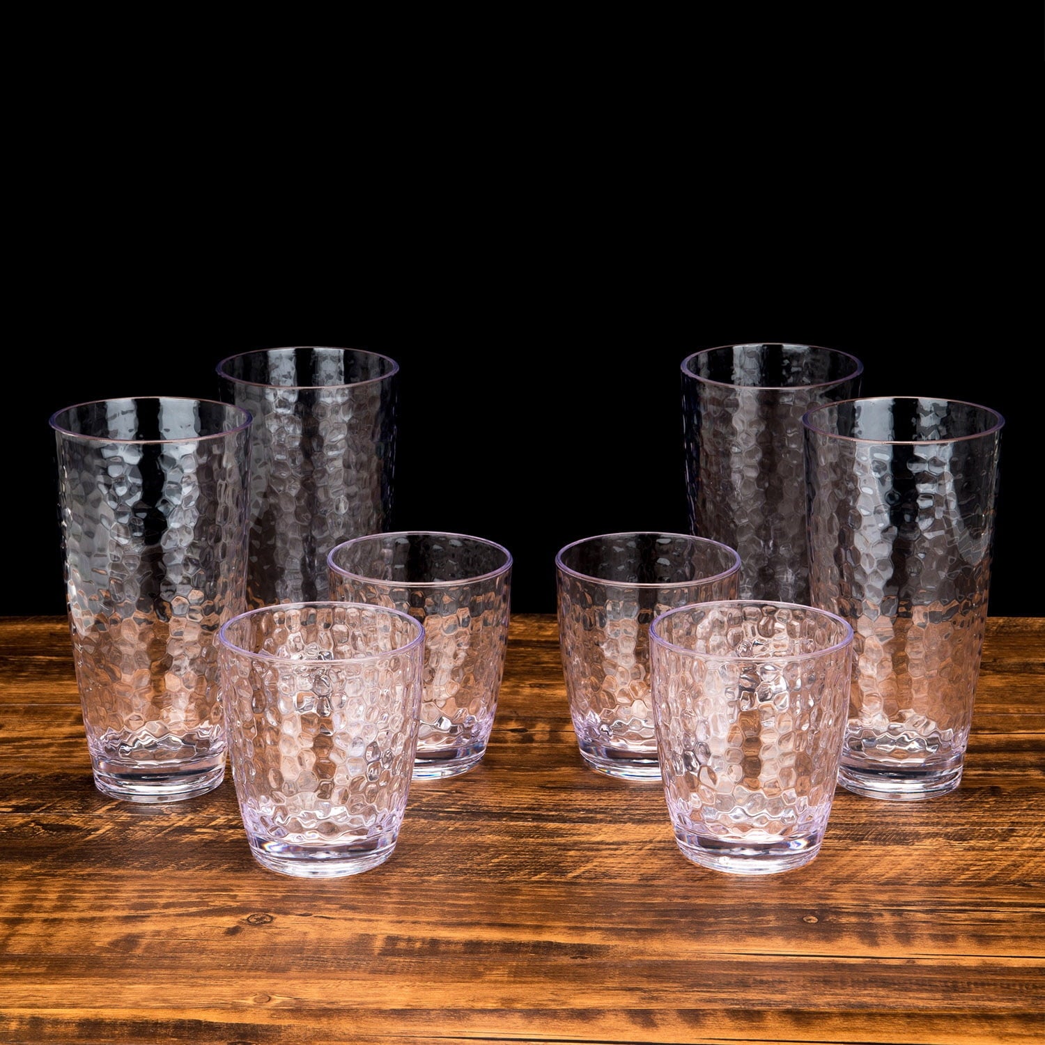 26-Ounce Large Acrylic Glasses Plastic Tumbler/Drinking Cups,Set of 6 Multi-Hammered Style,BPA Free