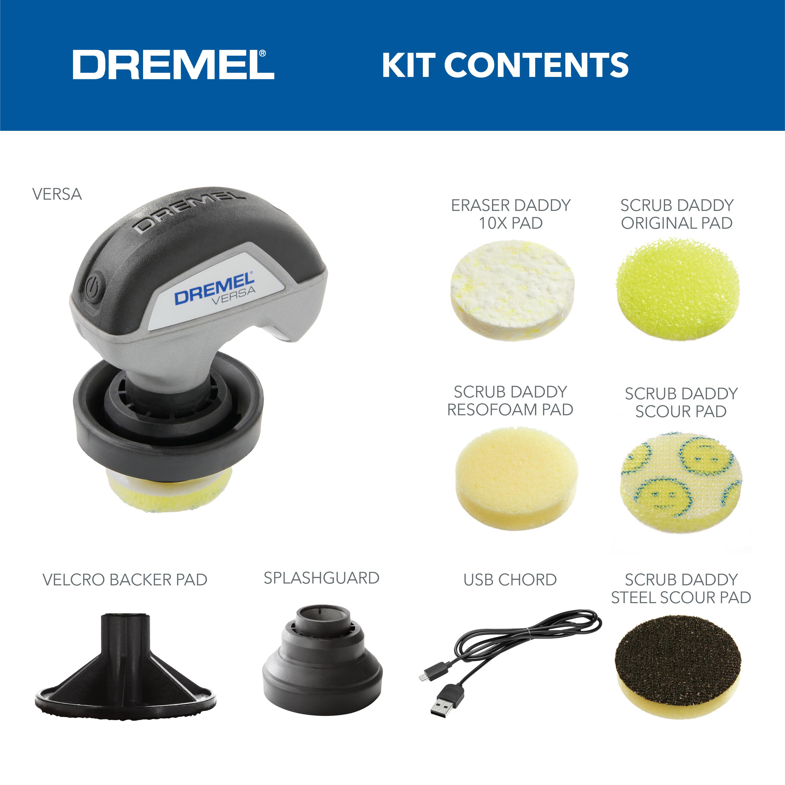 Scrubber with 5 Sponge Pads, Rechargeable, Waterproof, 2200RPM Spin Scrubber