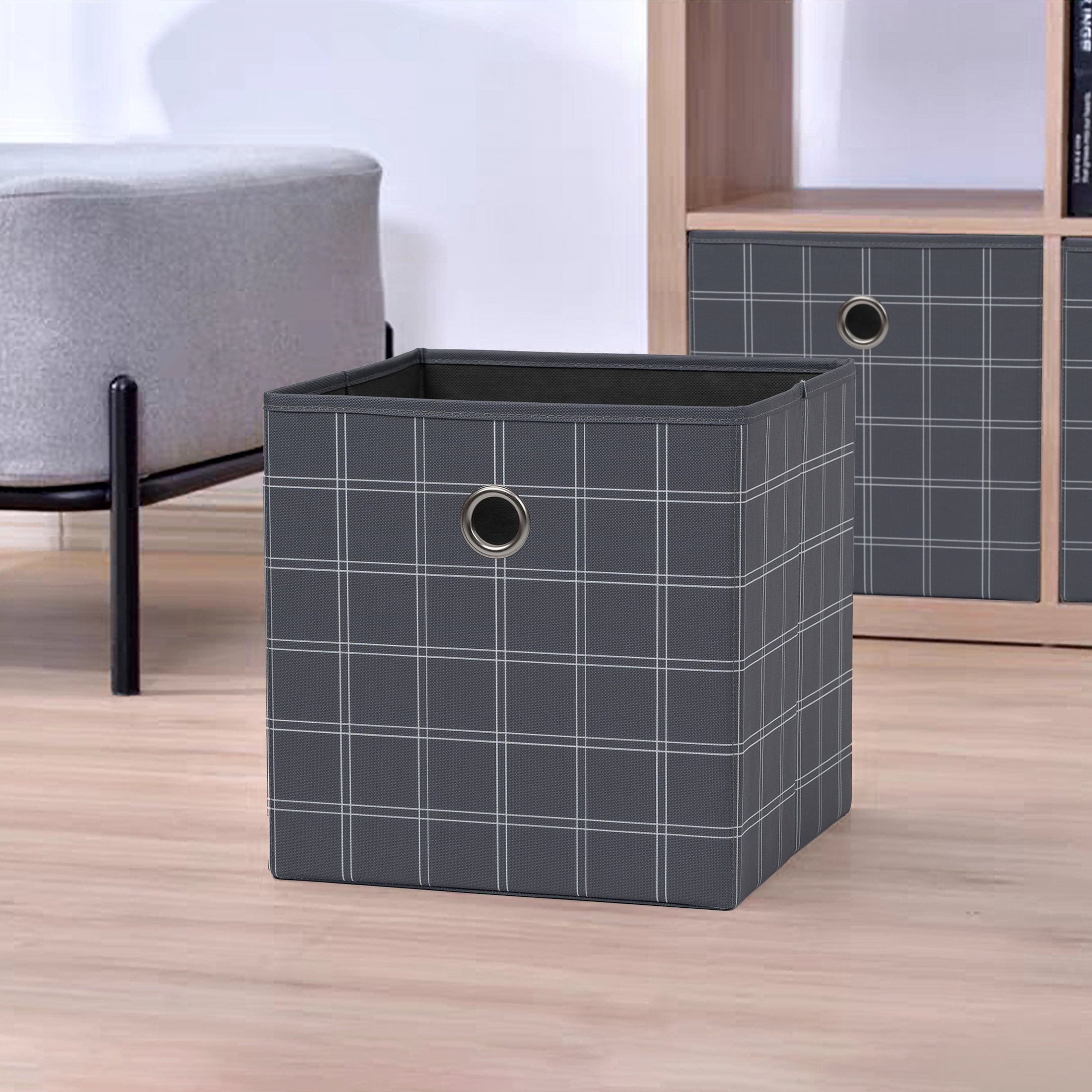 Collapsible Fabric Cube Storage Bin, Rich Black