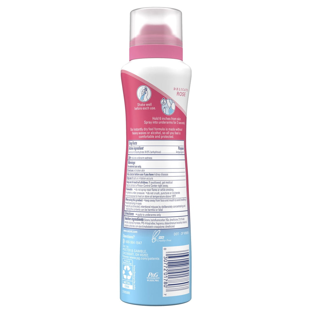 Dry Spray Female Antiperspirant Deodorant, Wild Rose and Argan Oil, 4.1oz