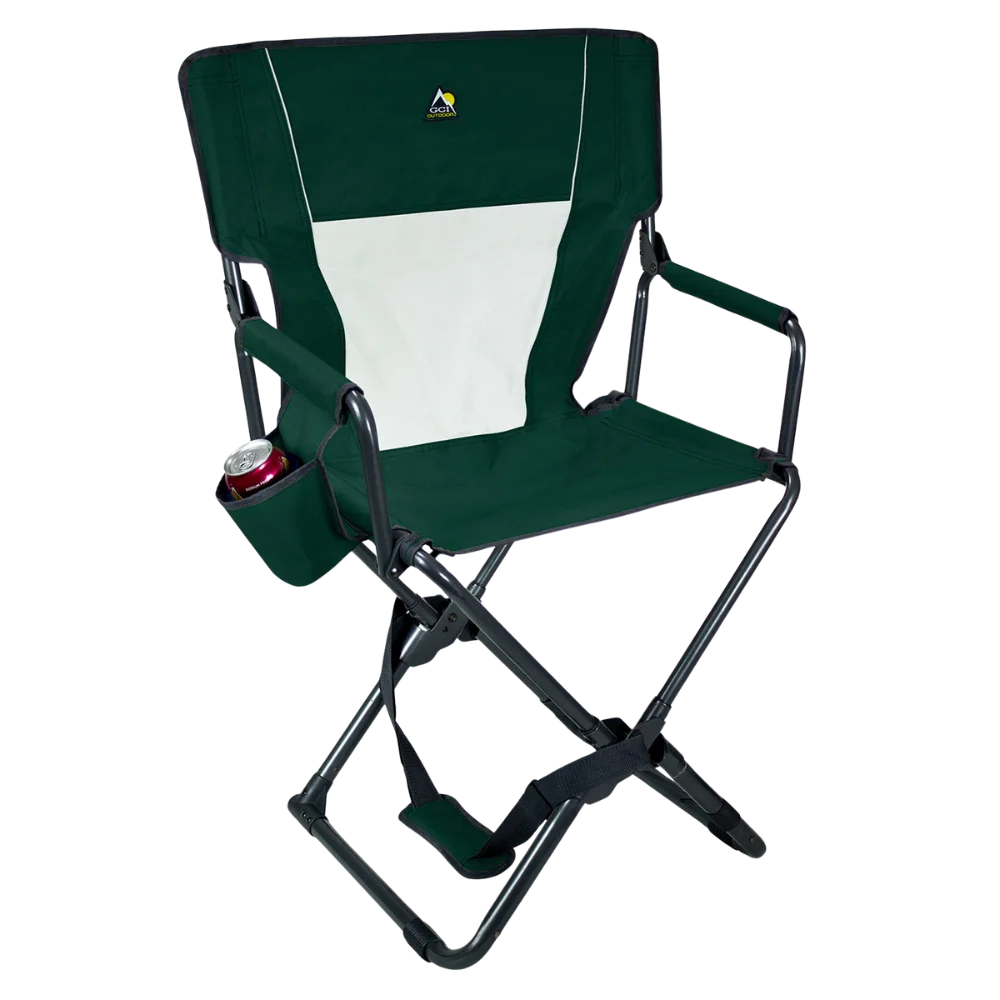 Front view of the hunter green Xpress Directors Chair. 
