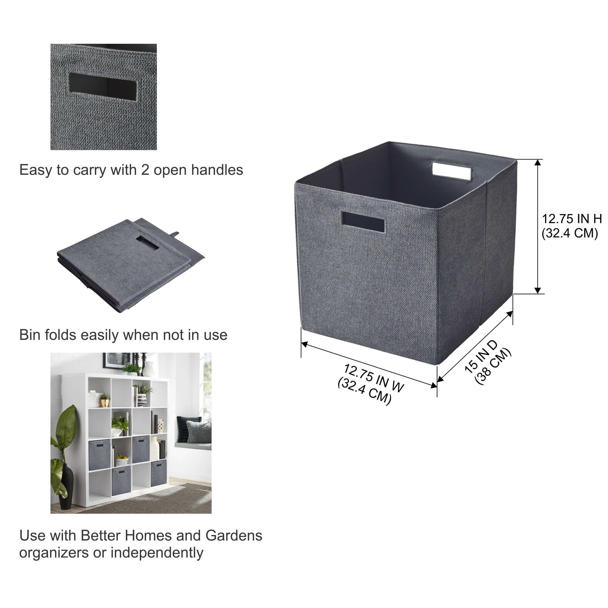 Better Homes &amp; Gardens Collapsible Fabric Cube Storage Bin, Vanilla