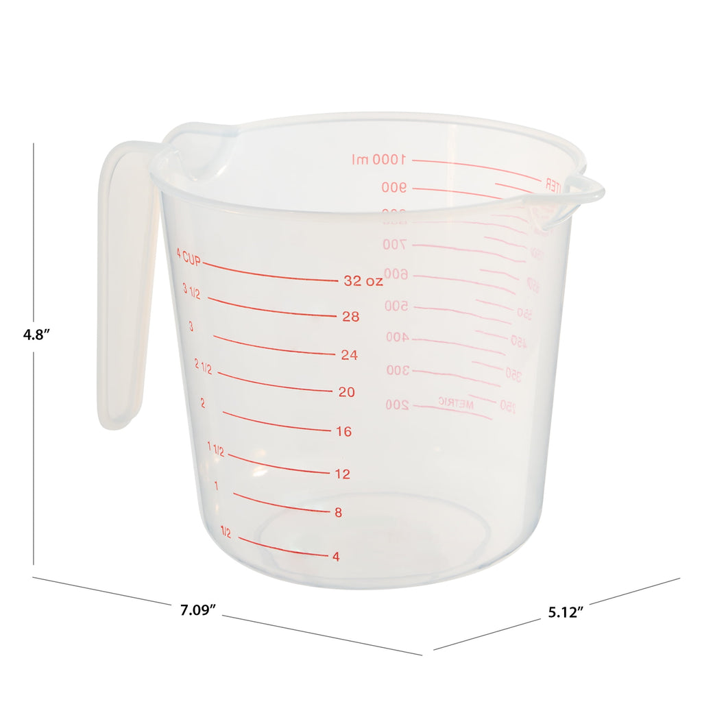4 Cup PP Plastic Measuring Cup, 32 oz, Clear