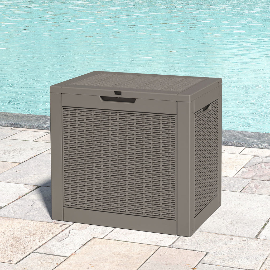 31 Gallon Deck Box, Resin Outdoor Storage Box, and Storage Deck Box for Garden Tools, Supplies, Toys