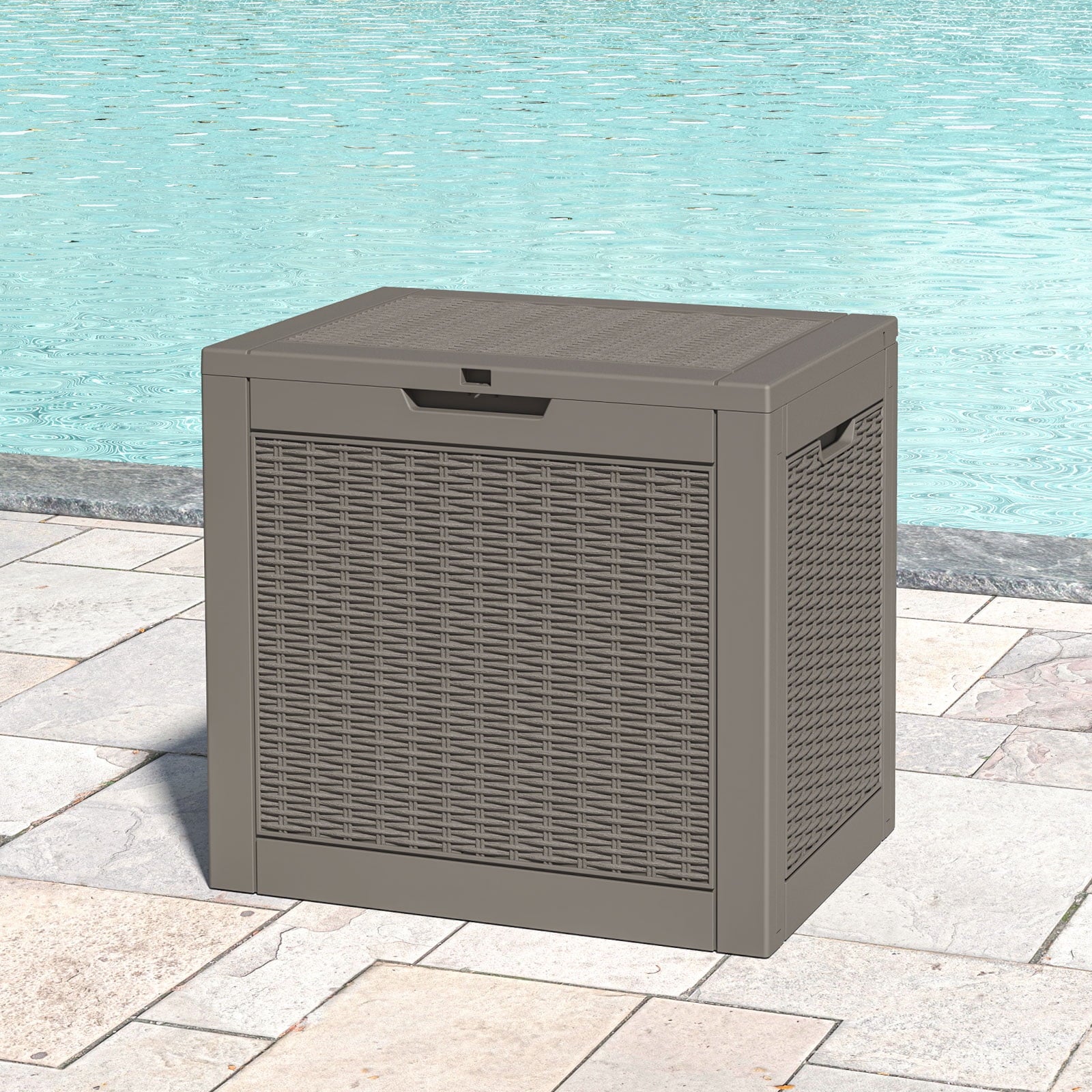 31 Gallon Deck Box, Resin Outdoor Storage Box, and Storage Deck Box for Garden Tools, Supplies, Toys