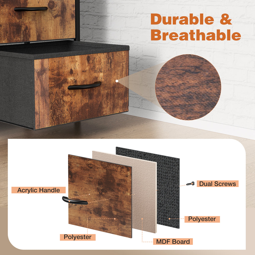 8-Drawer Fabric Dresser Storage Chest for Bedroom, Closet, Entryway, Storage Furniture for Adults, Black