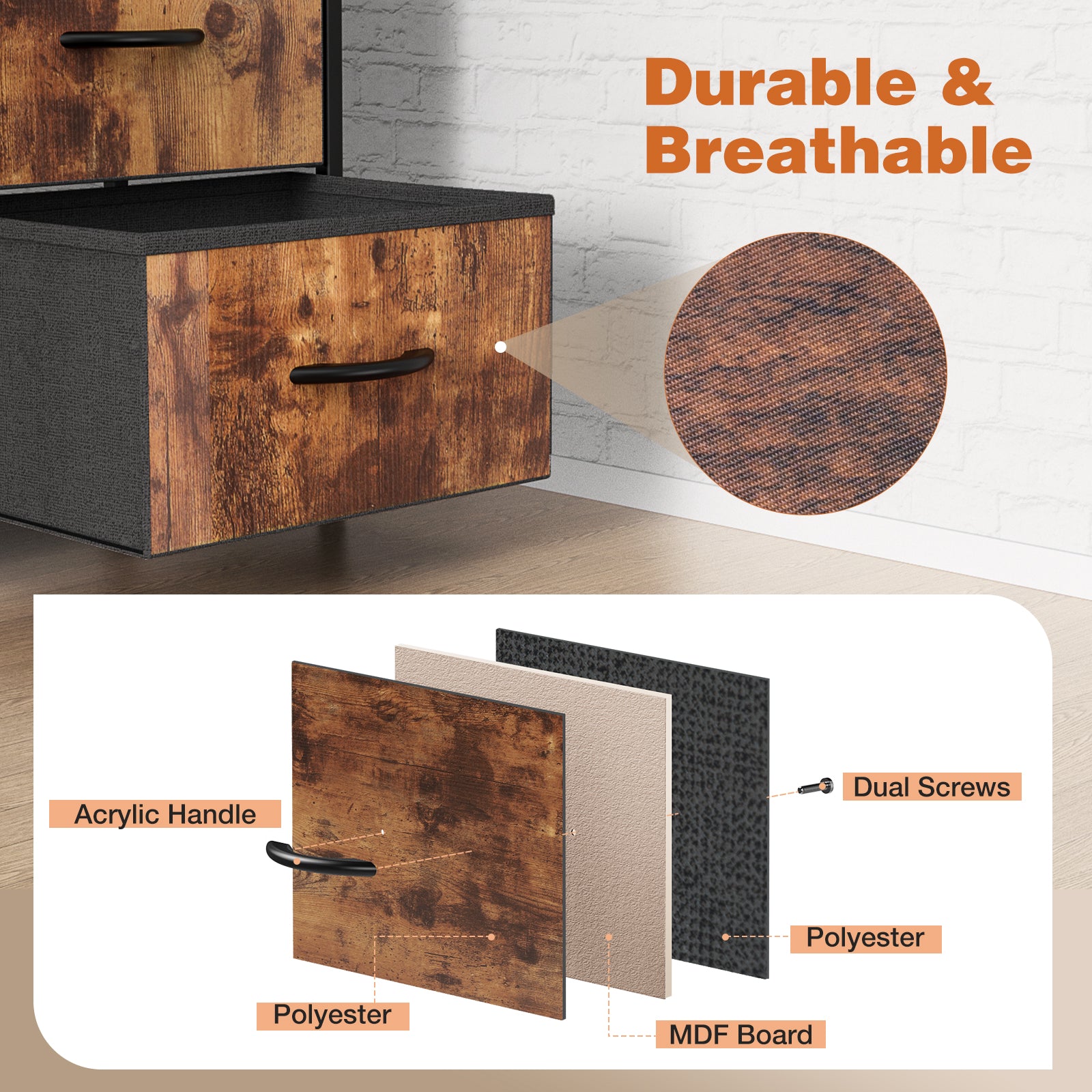 8-Drawer Fabric Dresser Storage Chest for Bedroom, Closet, Entryway, Storage Furniture for Adults, Black