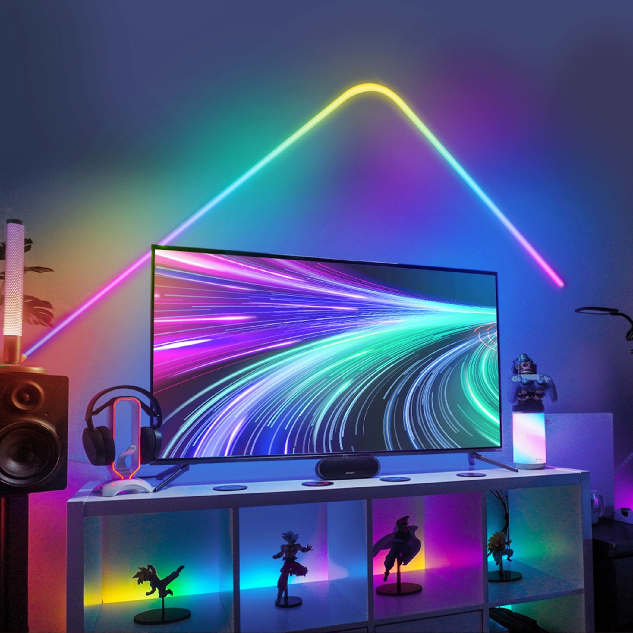 RGBIC Neon Rope LED Light - 64 Scene Modes, 11 Music Modes - 6.5 Ft, Multicolor