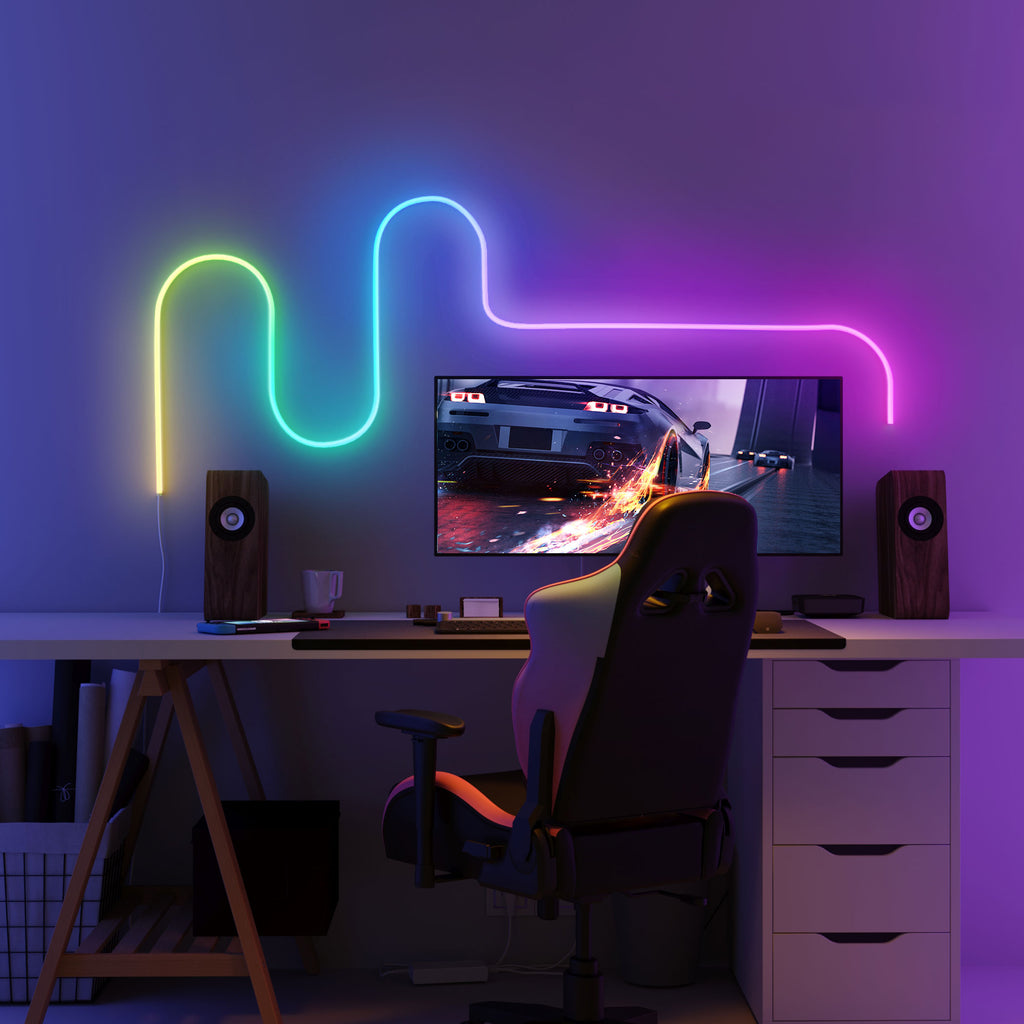 RGBIC Neon Rope LED Light - 64 Scene Modes, 11 Music Modes - 6.5 Ft, Multicolor
