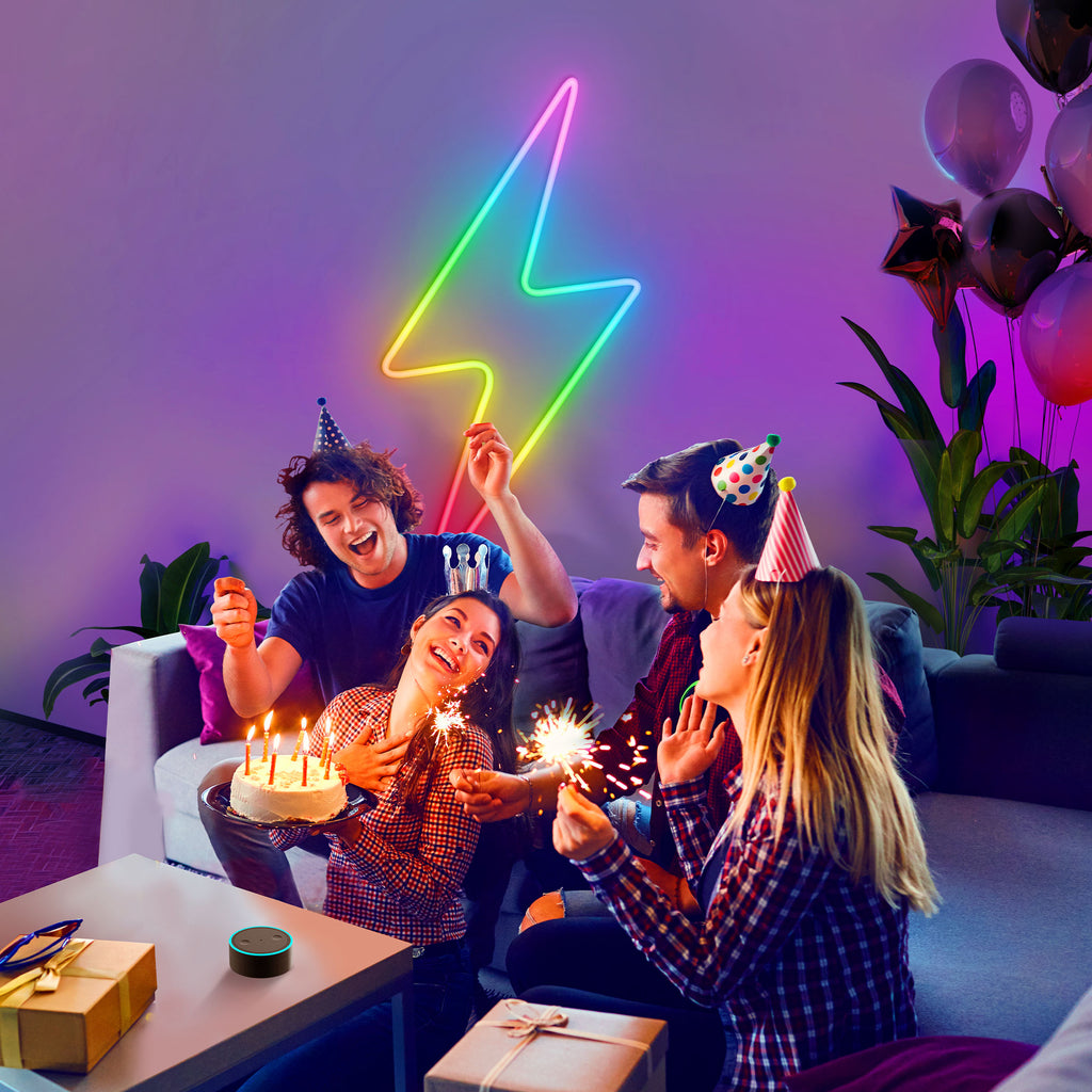 RGBIC Neon Rope LED Light - 64 Scene Modes, 11 Music Modes - 6.5 Ft, Multicolor