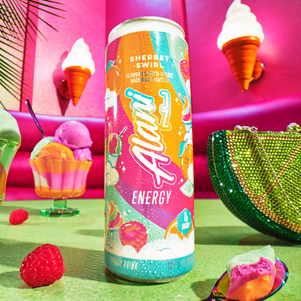 Sugar Free Energy Drink, Sherbet Swirl, 12 fl oz, 12 Pack, Cans, 200mg Caffeine