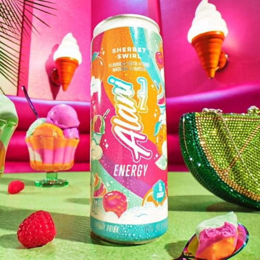 New Alani Energy Drinks Cherry Bomb, Sherbet Swirl, Pink Slush Variety Pack Sugar-Free, Low-Calorie, 200mg Caffeine, Energy Boost Drink 12 fl oz (Pack of 6) Repackaged By * PickAndGo*