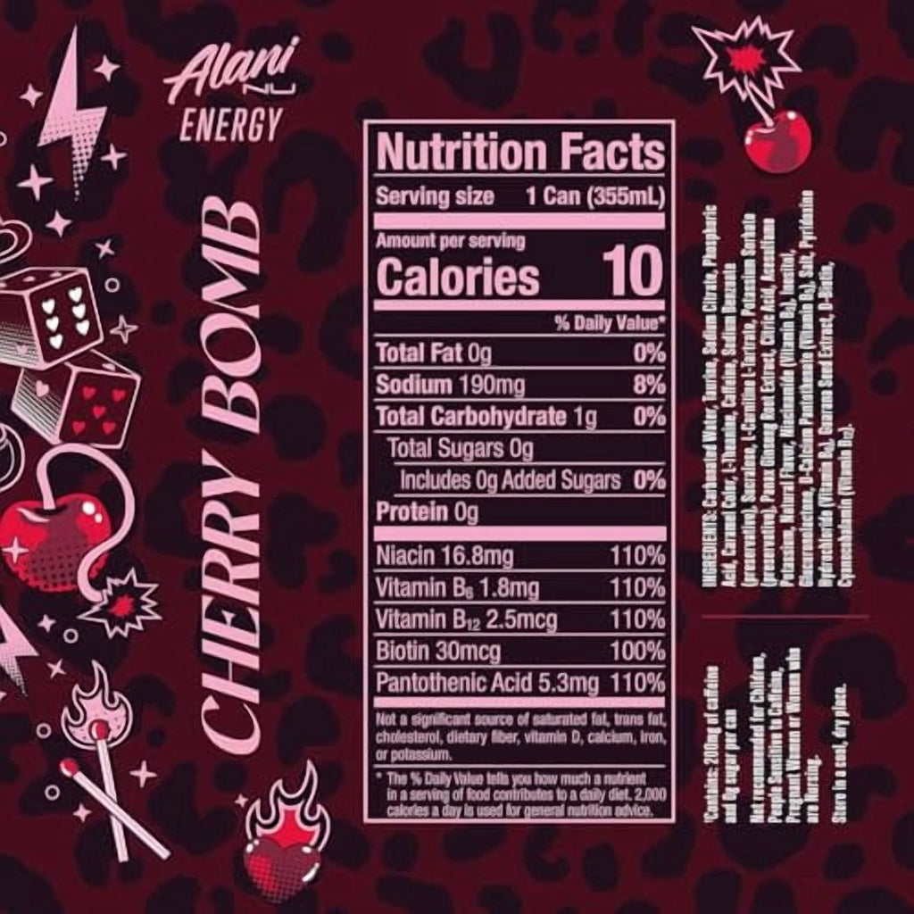 New Alani Energy Drinks Cherry Bomb, Sherbet Swirl, Pink Slush Variety Pack Sugar-Free, Low-Calorie, 200mg Caffeine, Energy Boost Drink 12 fl oz (Pack of 6) Repackaged By * PickAndGo*
