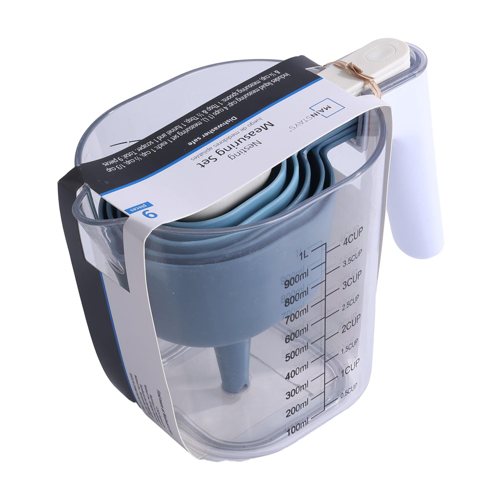 9-Piece Measuring Set Kitchen Tools for Cooking, 7.48" L, Blue