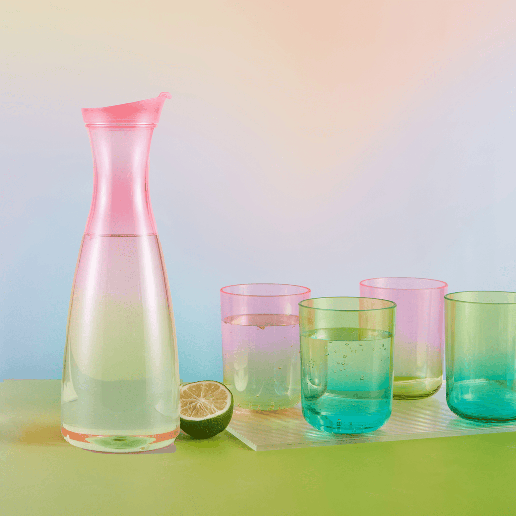 12oz Drinking Glasses Set of 4, Gradient Color Acrylic Tumbler Cup, Ice Beverage and Water Servers Mixed Colors