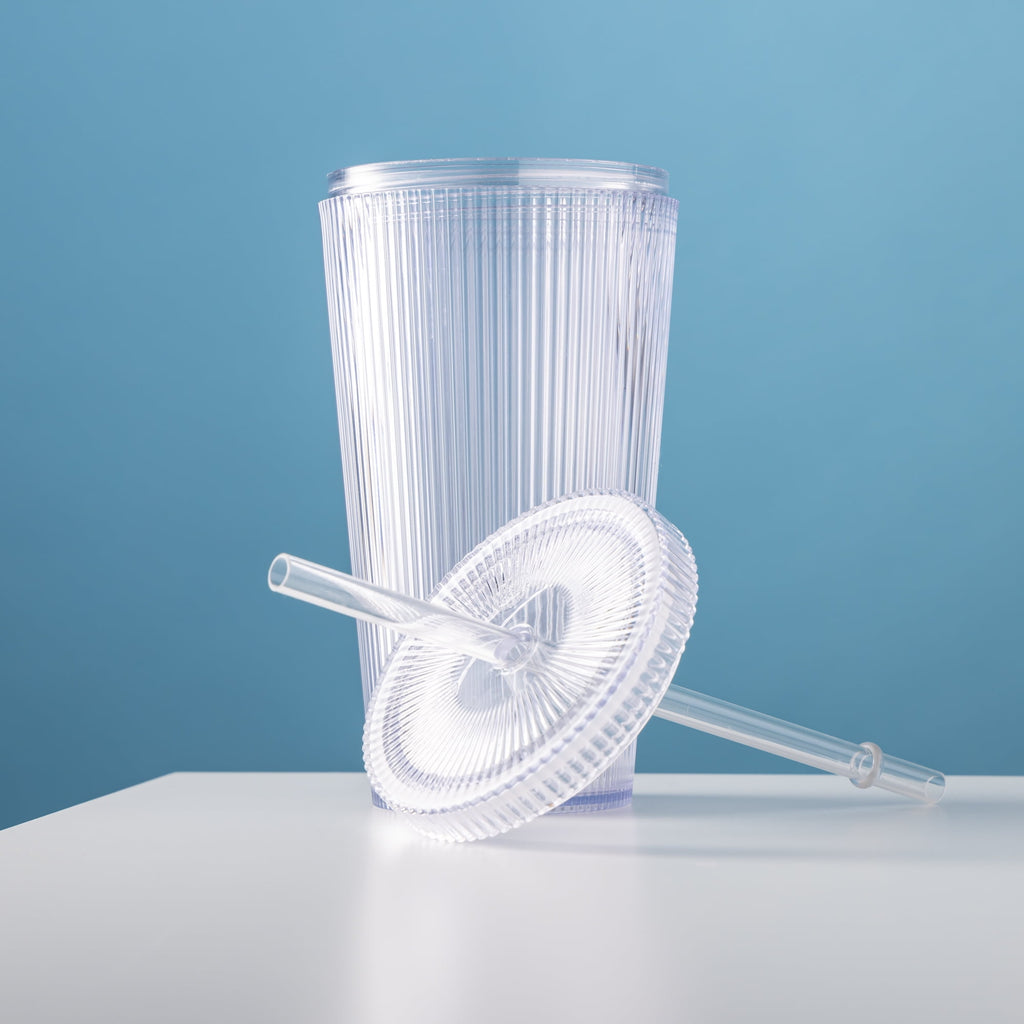Double-Wall 18oz Iced Coffee Tumbler with Straw
