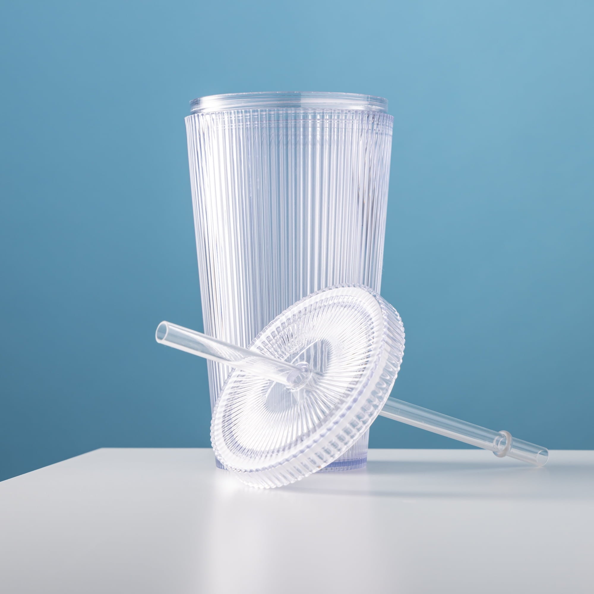 Double-Wall 18oz Iced Coffee Tumbler with Straw