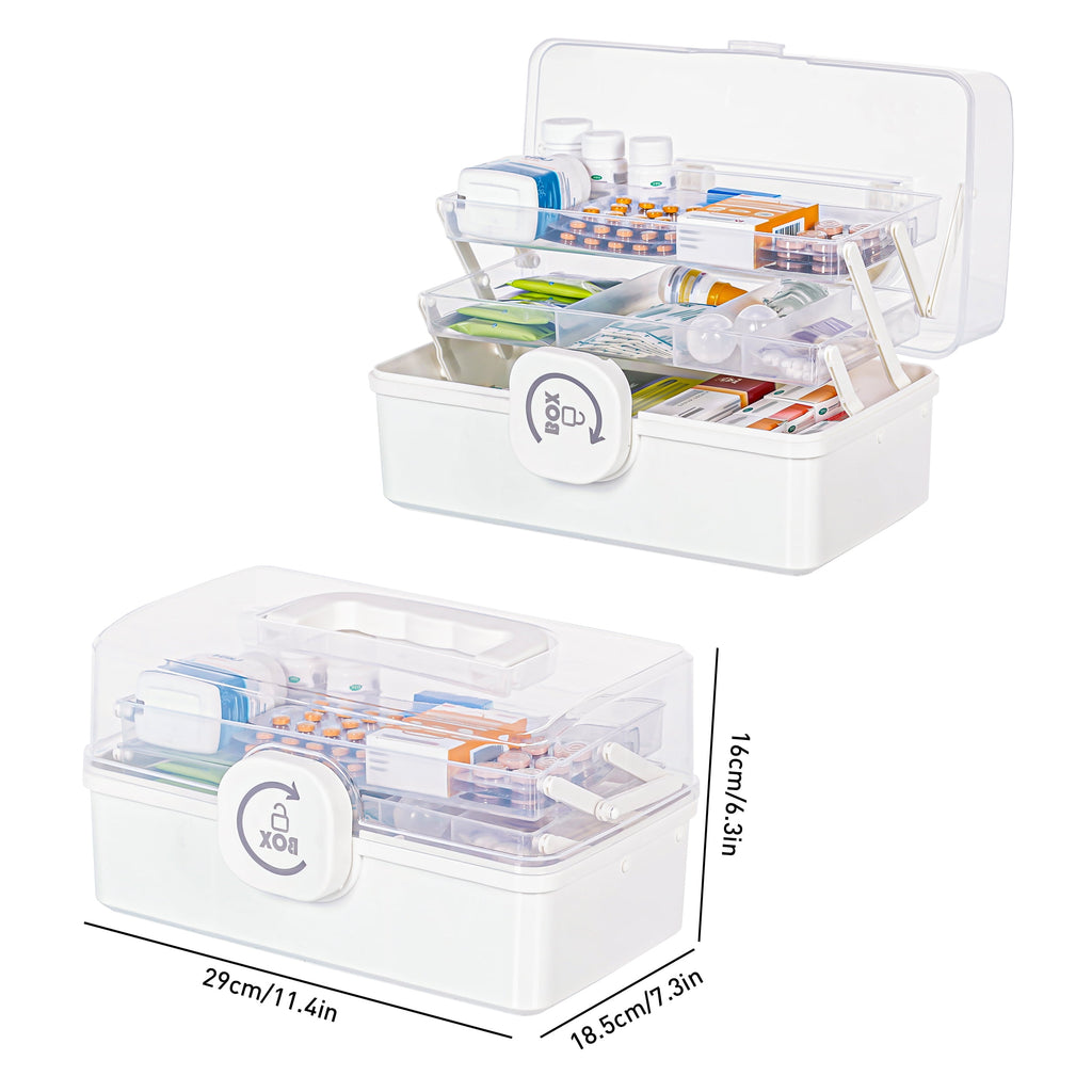 5 Layer storage bins with lid Stack &amp; Carry Box Plastic Handled with Removable Tray for Craft Adult