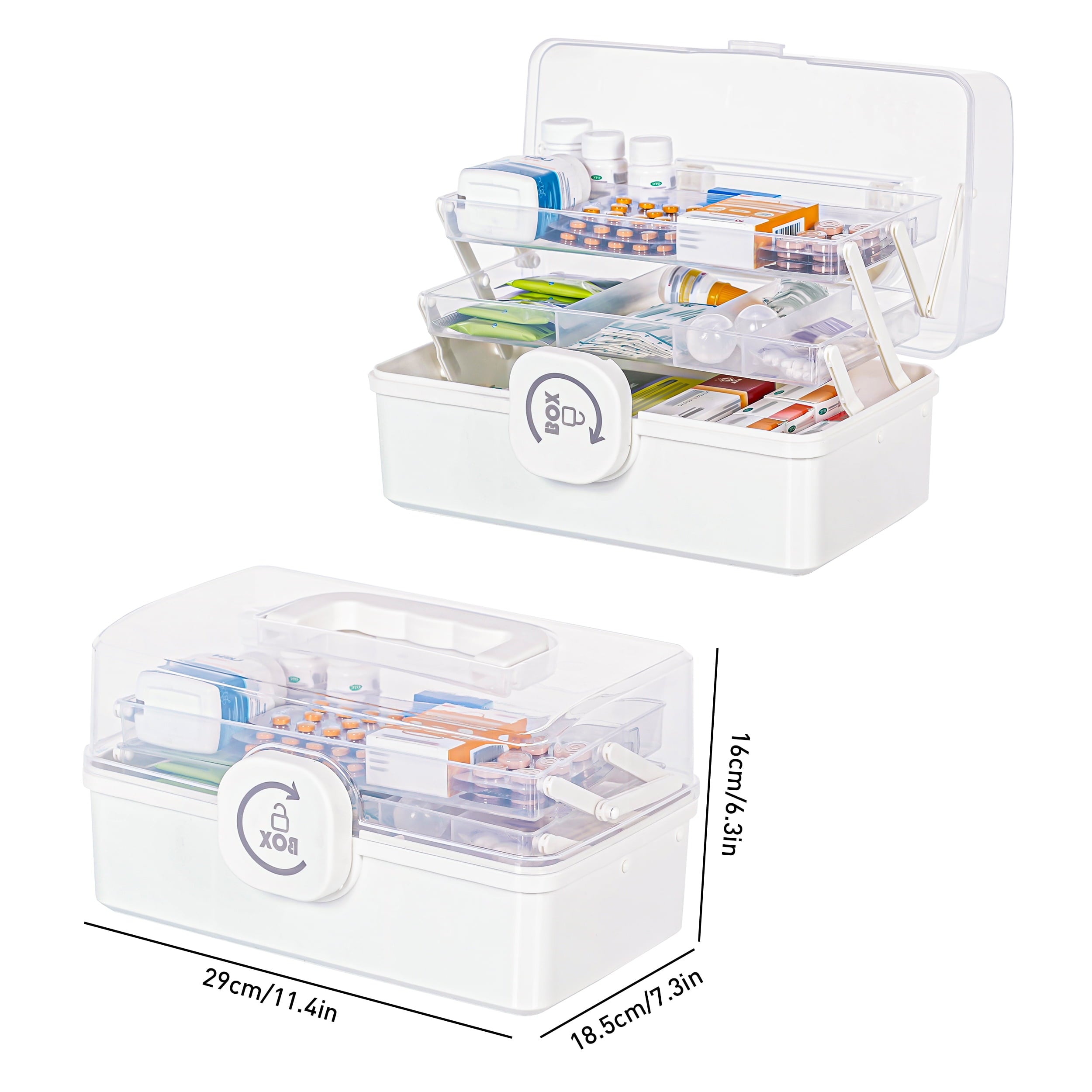 5 Layer storage bins with lid Stack &amp; Carry Box Plastic Handled with Removable Tray for Craft Adult