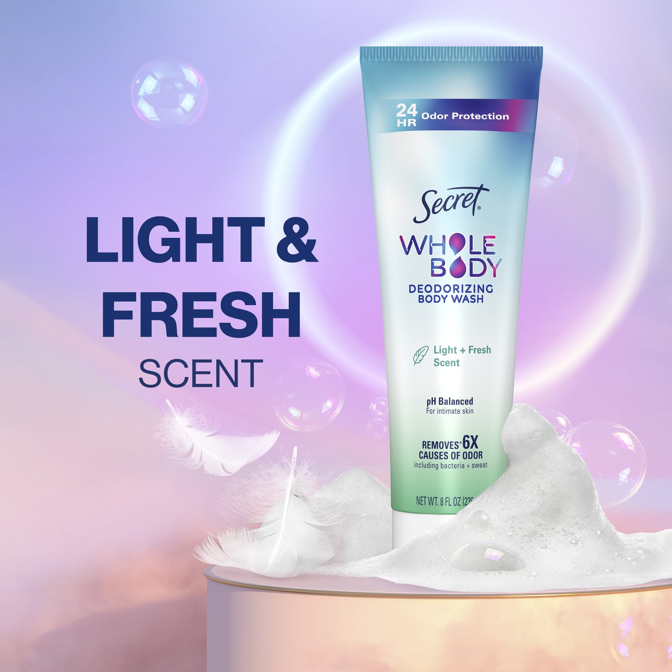 Feminine Wash 24 HR Deodorizing Body Wash for Women, Light &amp; Fresh, 7oz