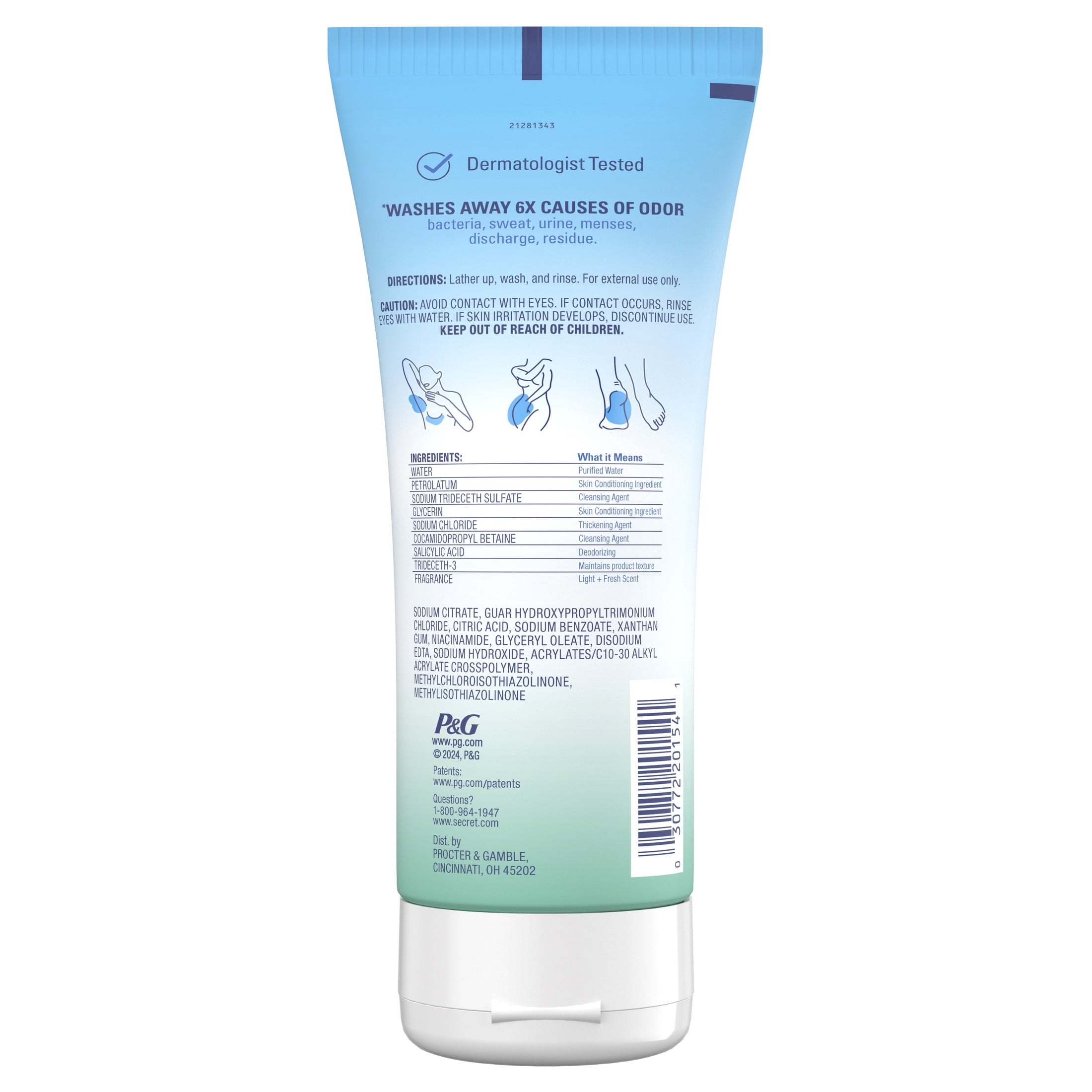 Feminine Wash 24 HR Deodorizing Body Wash for Women, Light &amp; Fresh, 7oz