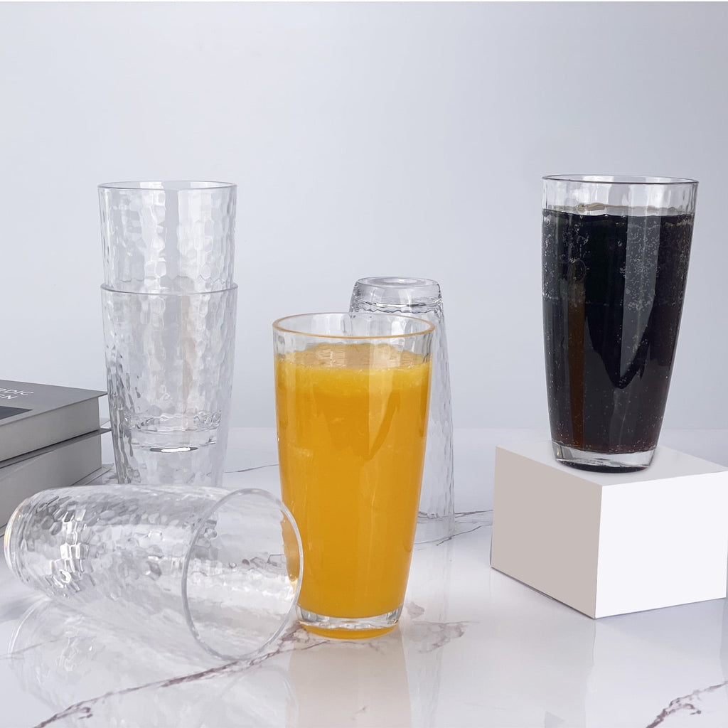 26-Ounce Large Acrylic Glasses Plastic Tumbler/Drinking Cups,Set of 6 Multi-Hammered Style,BPA Free