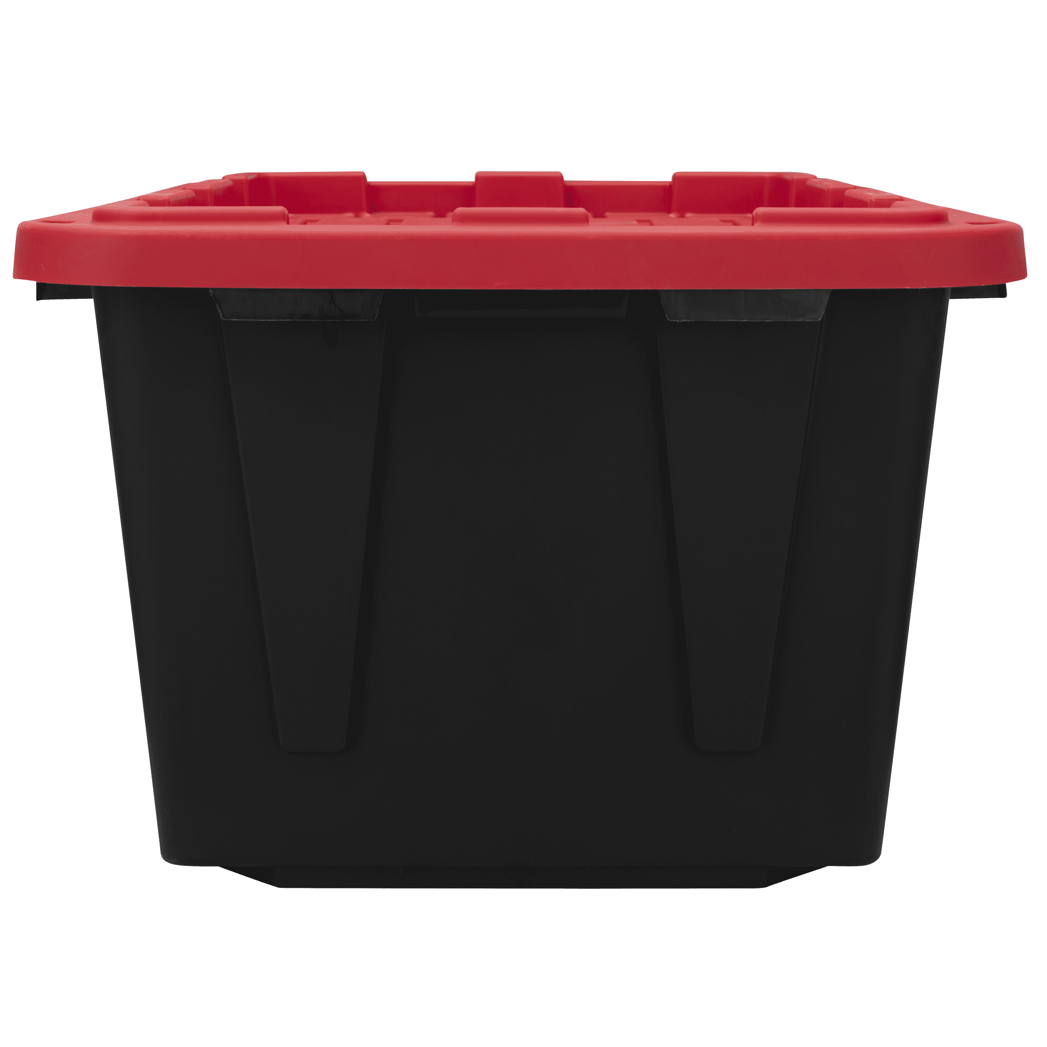 27 Gallon Large Storage Bin with Snap Lid, Black and Red, Heavy Duty Plastic Storage Container