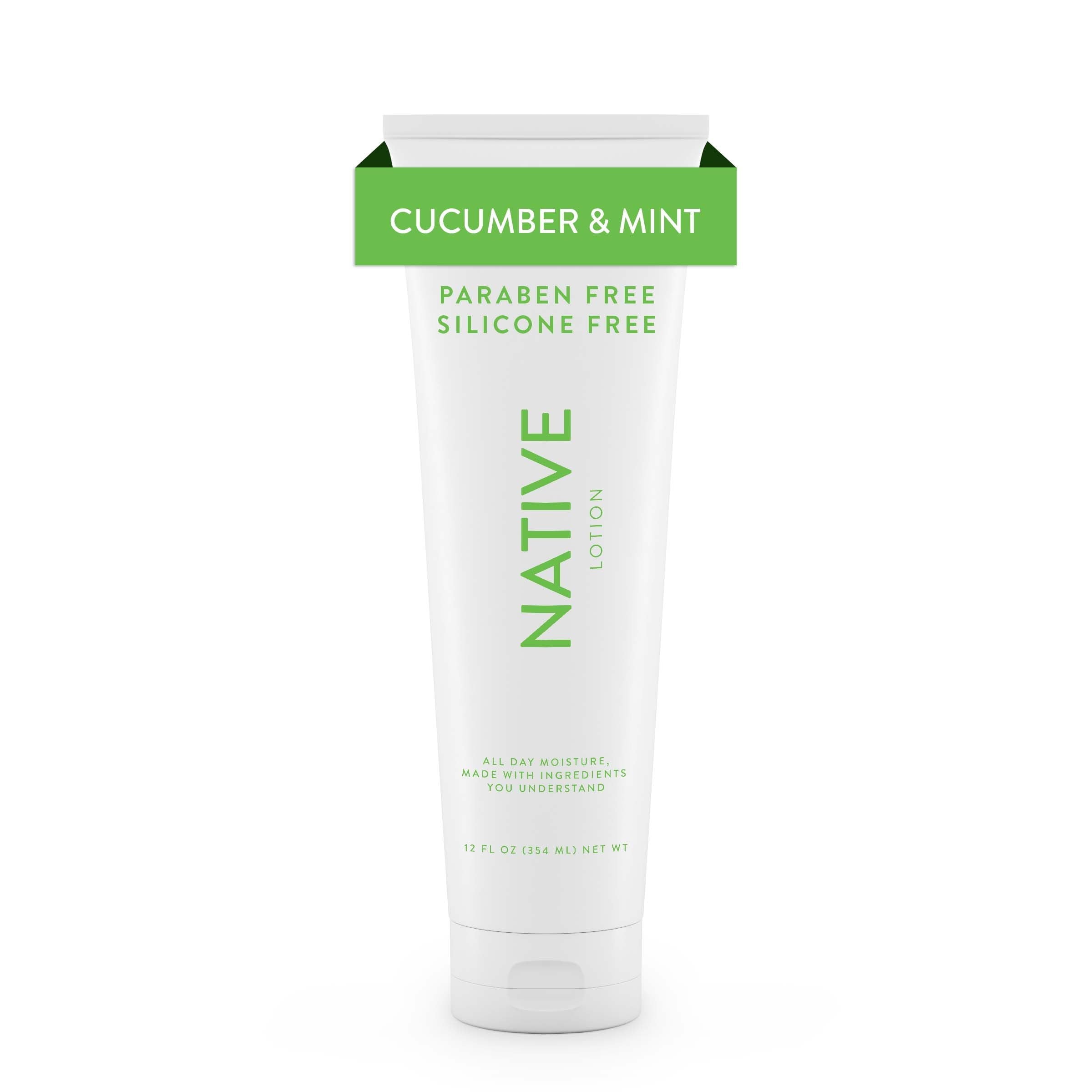 Natural Hand and Body Lotion, Cucumber and Mint, Paraben Free, Silicone Free, 12 oz