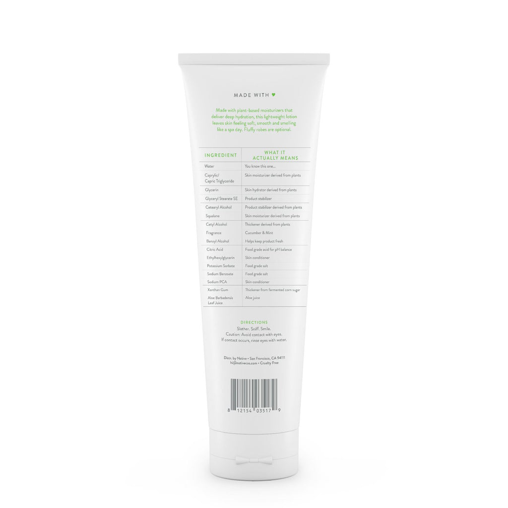 Natural Hand and Body Lotion, Cucumber and Mint, Paraben Free, Silicone Free, 12 oz