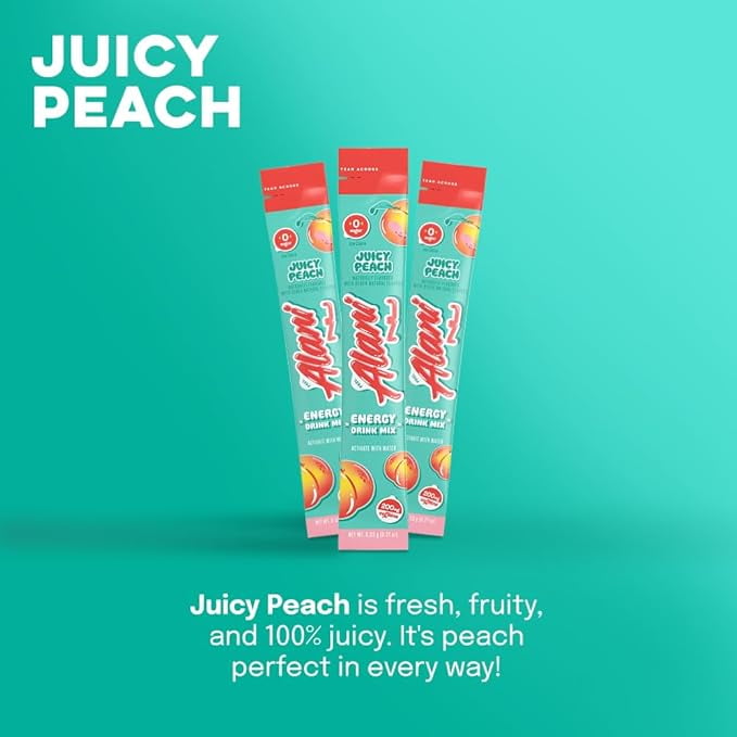(12 pack) Alani Nu Energy Sticks, Juicy Peach, 10 Count, 200mg Caffeine, Zero Sugar