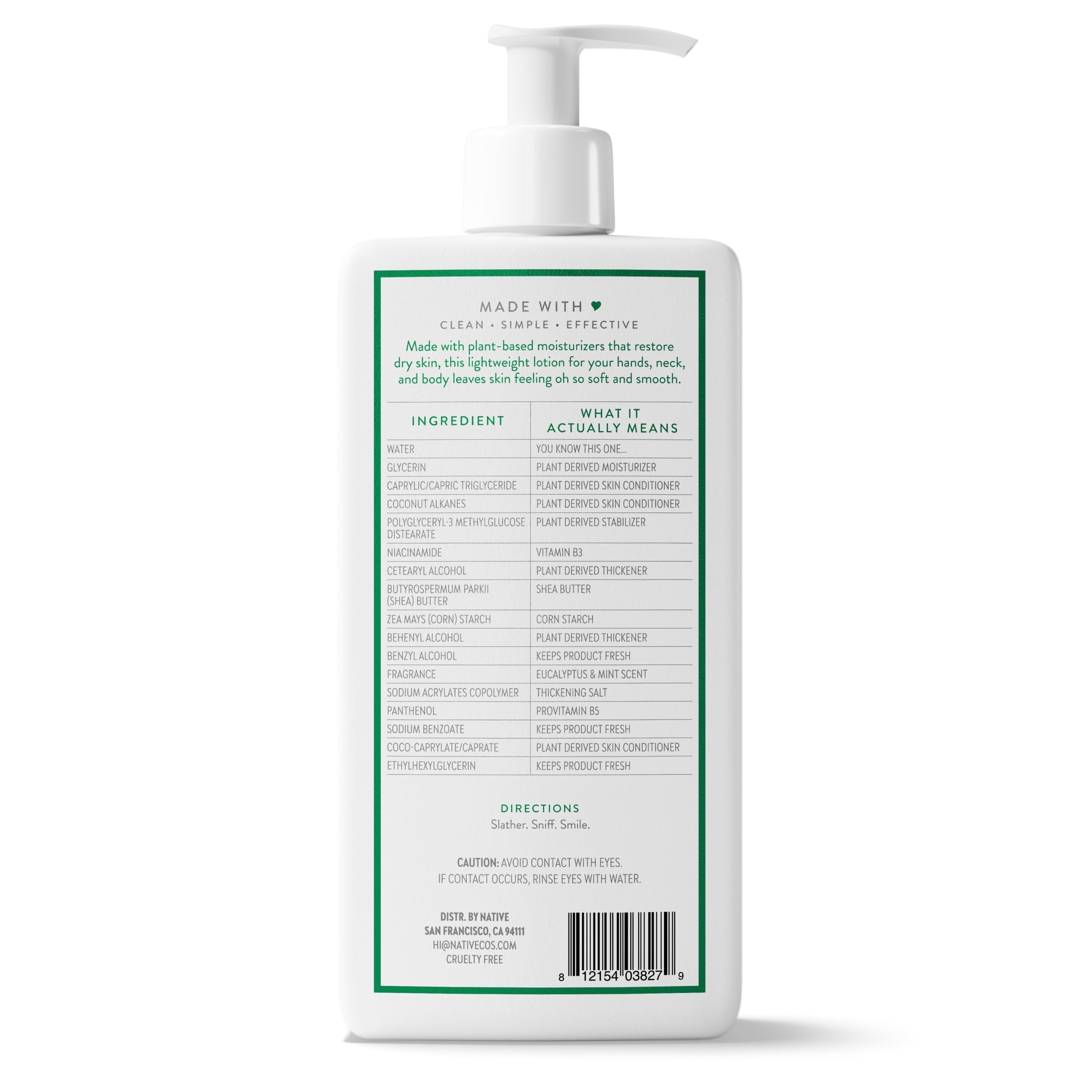 Moisturizing Hand &amp; Body Lotion, Eucalyptus &amp; Mint, Silicone Free, for Men and Women, 16.5 oz