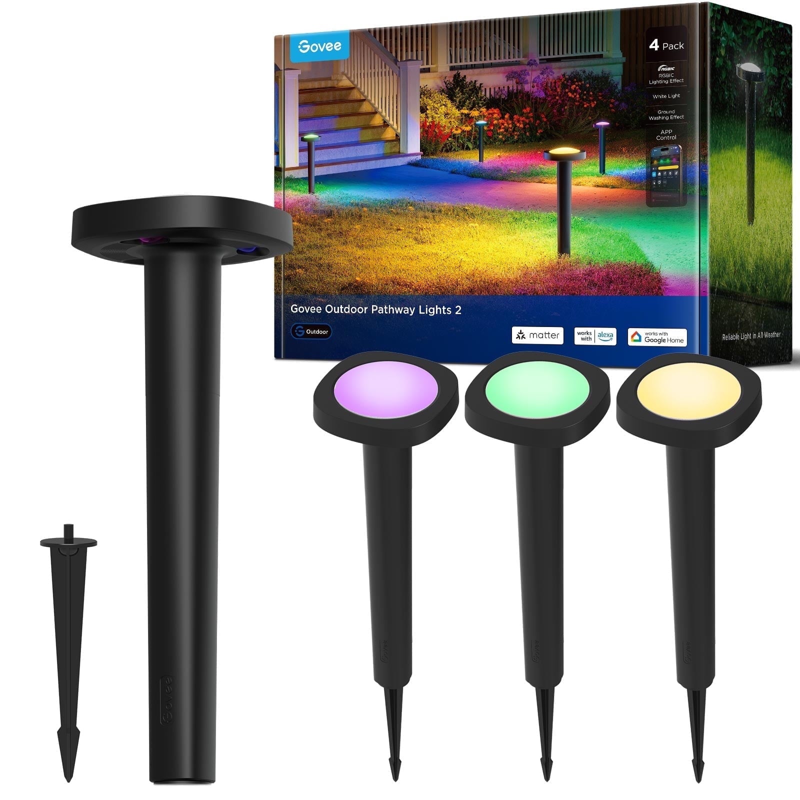 Low Voltage Wired Outdoor Pathway Lights 2, Landscape Lighting with 60+ Scene Modes, IP66 Waterproof for Yard Patio Garden Work with Alexa/Google/Matter