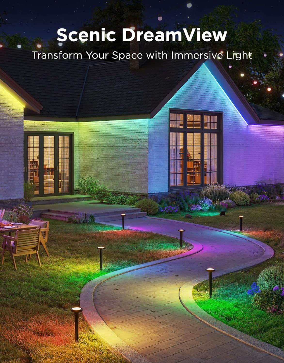 Low Voltage Wired Outdoor Pathway Lights 2, Landscape Lighting with 60+ Scene Modes, IP66 Waterproof for Yard Patio Garden Work with Alexa/Google/Matter